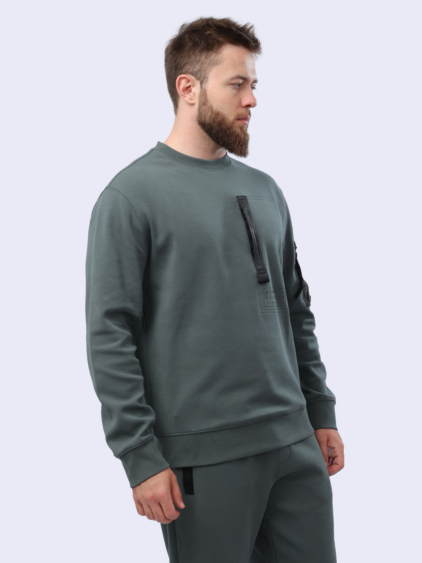Свитшот Armani Exchange 3DZMJJ ZJXLZ 1839 темно-серый мужской с накладным карманом — купить в интернет-магазине Verdistore