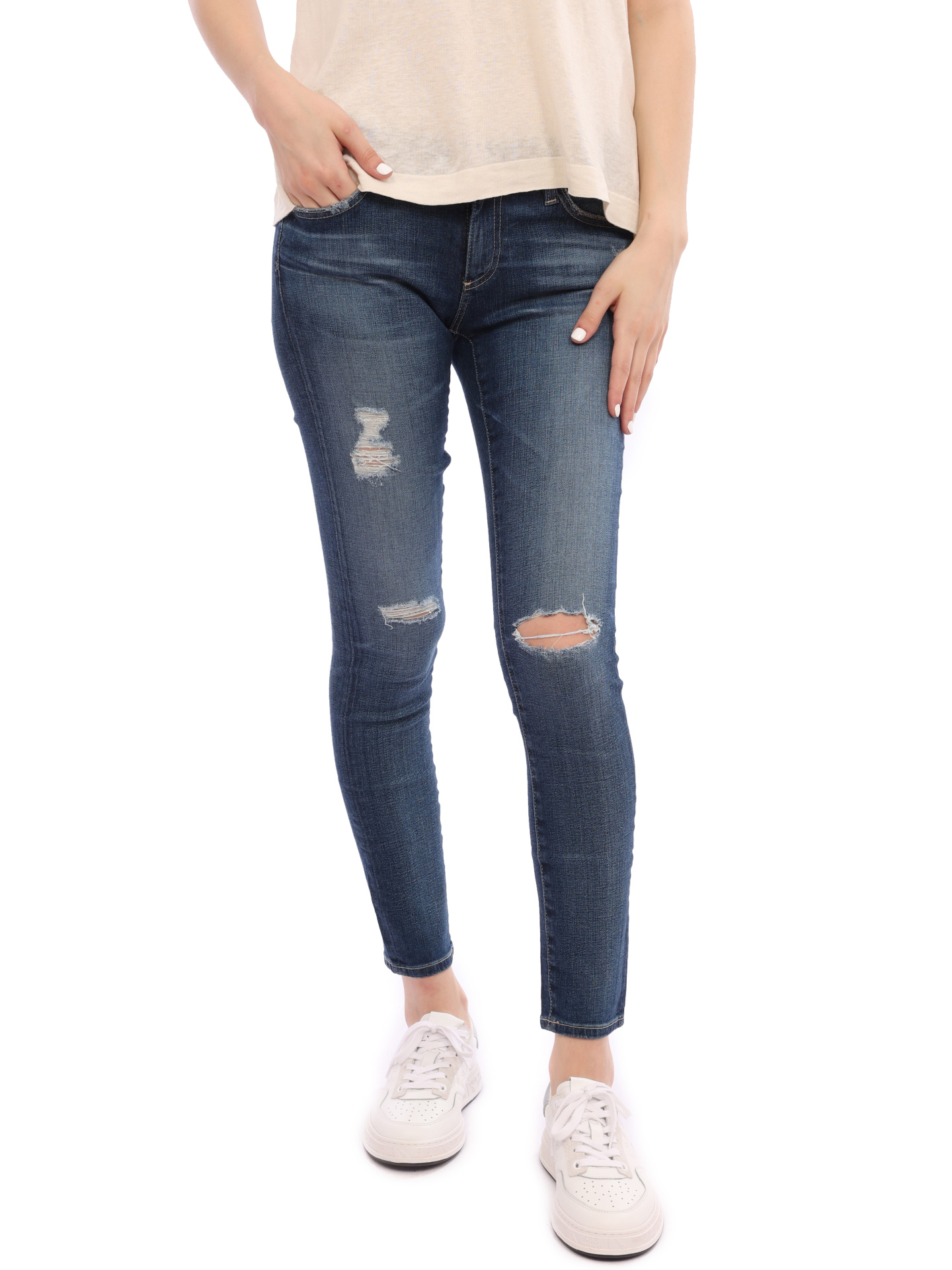 Джинсы AG REV1389 темно-синие женские с потертостями — купить в интернет-магазине Verdistore