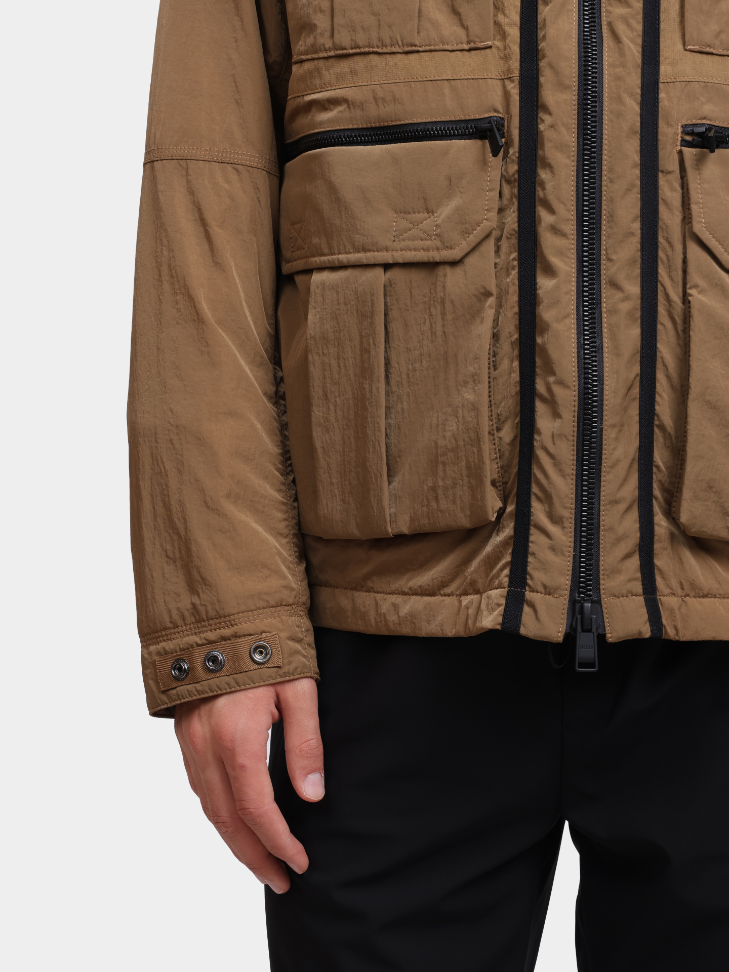 Куртка Boss 50483888 коричневая мужская с контрастной отделкой — купить в интернет-магазине Verdistore