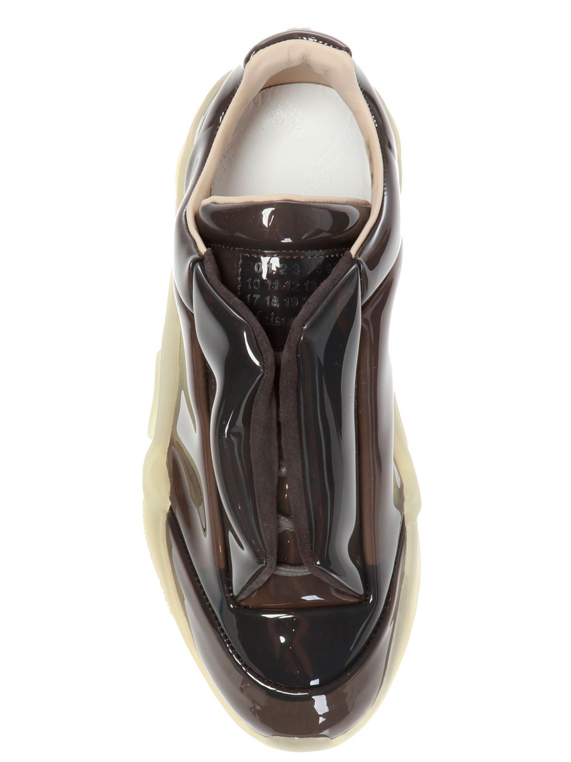 Кроссовки коричневые лакированные на белой подошве  — купить в интернет-магазине Verdistore