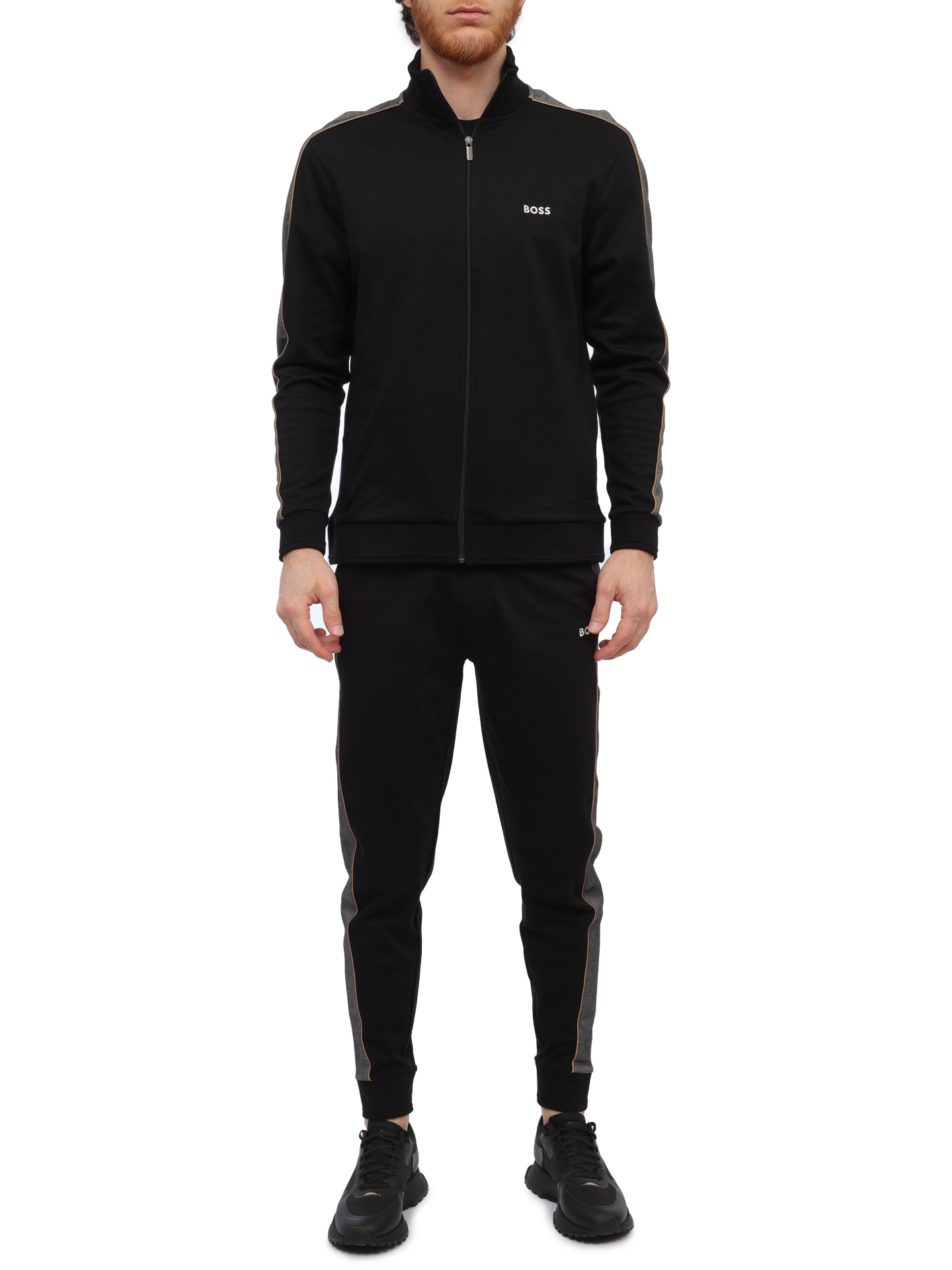 Костюм спортивный Boss 50511040 001 черный мужской с лампасами — купить в интернет-магазине Verdistore