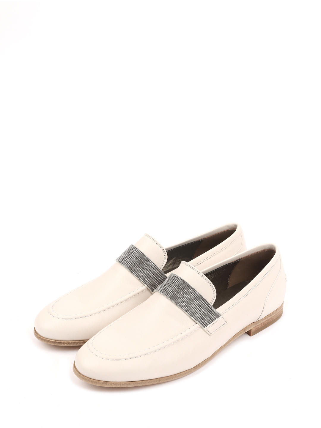 Лоферы Brunello Cucinelli MZBGC1961 C2976 молочные женские из кожи — купить в интернет-магазине Verdistore