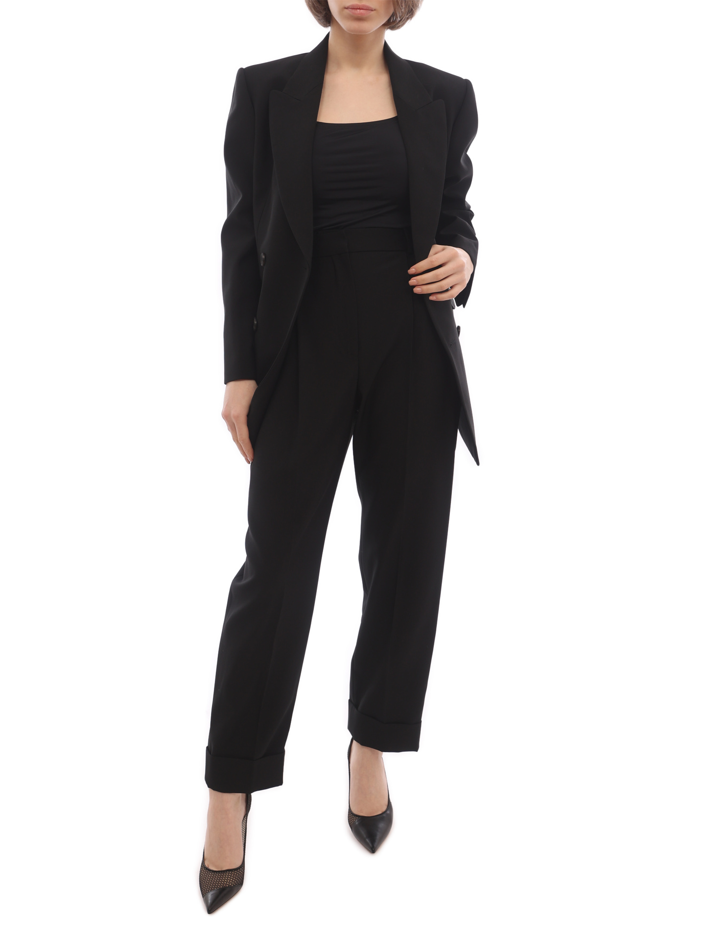 картинка Брюки Alexander McQueen 697352 QJACX 1000 черные женские с подворотами от магазина Verdistore