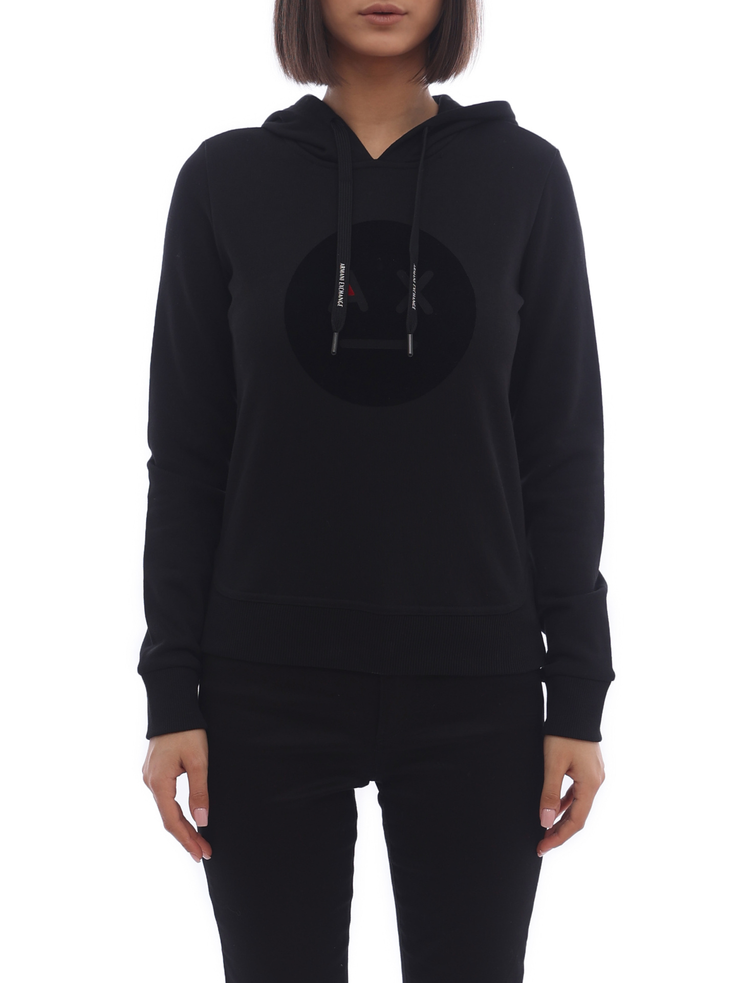 Худи Armani Exchange 6ZYM85 1200 черный женский с логотипом — купить в интернет-магазине Verdistore