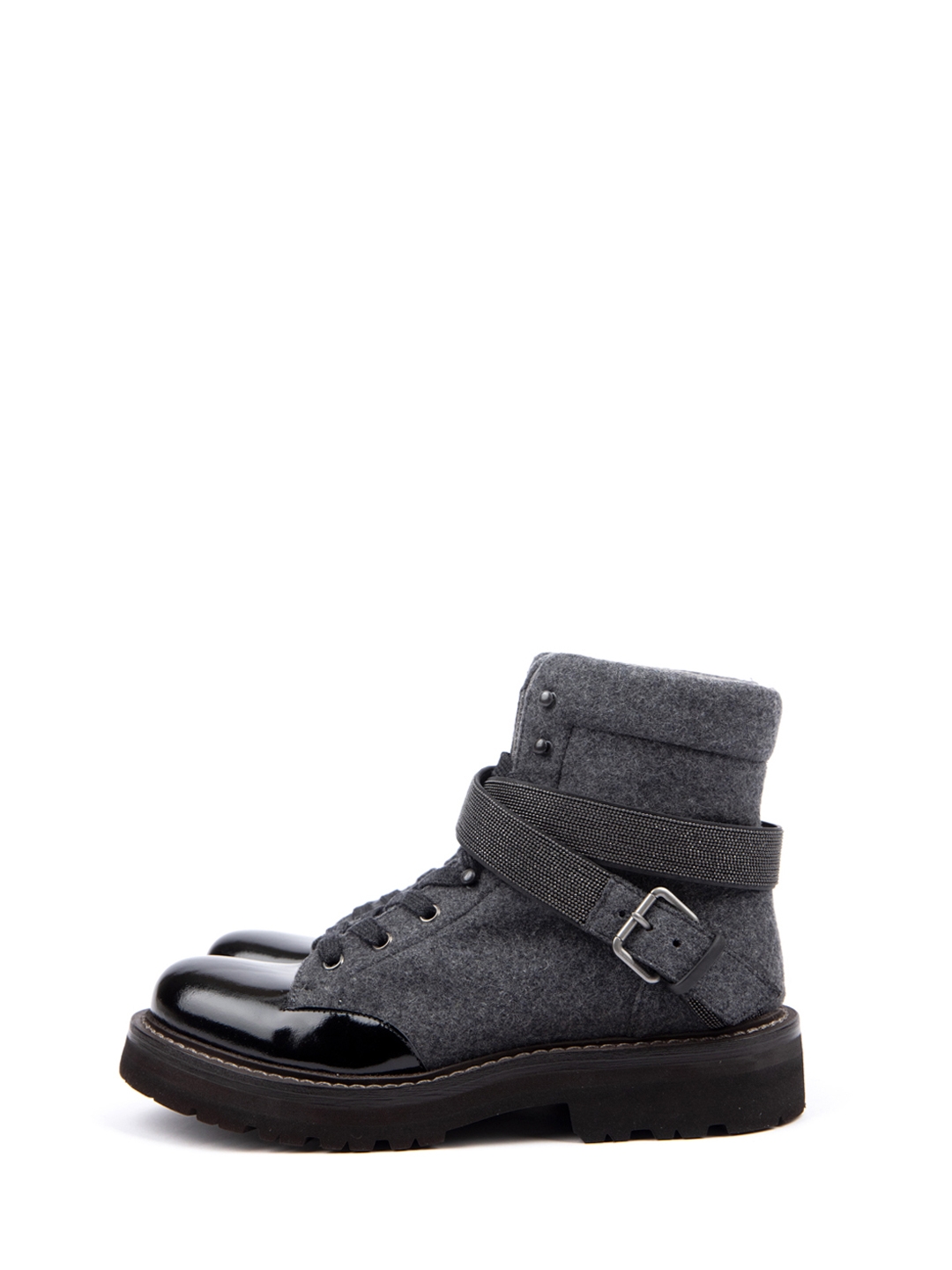 Ботинки Brunello Cucinelli XMZ67G1004 серые женские из текстиля — купить в интернет-магазине Verdistore