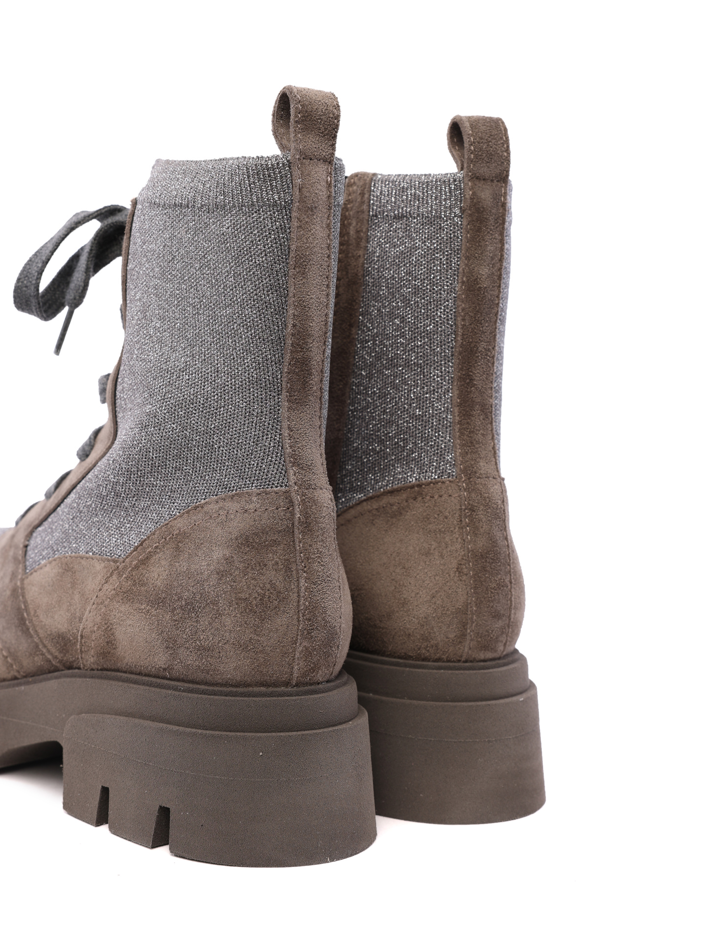 Ботинки Brunello Cucinelli MZ34G2299 C1276 комбинированные женские на шнуровке — купить в интернет-магазине Verdistore