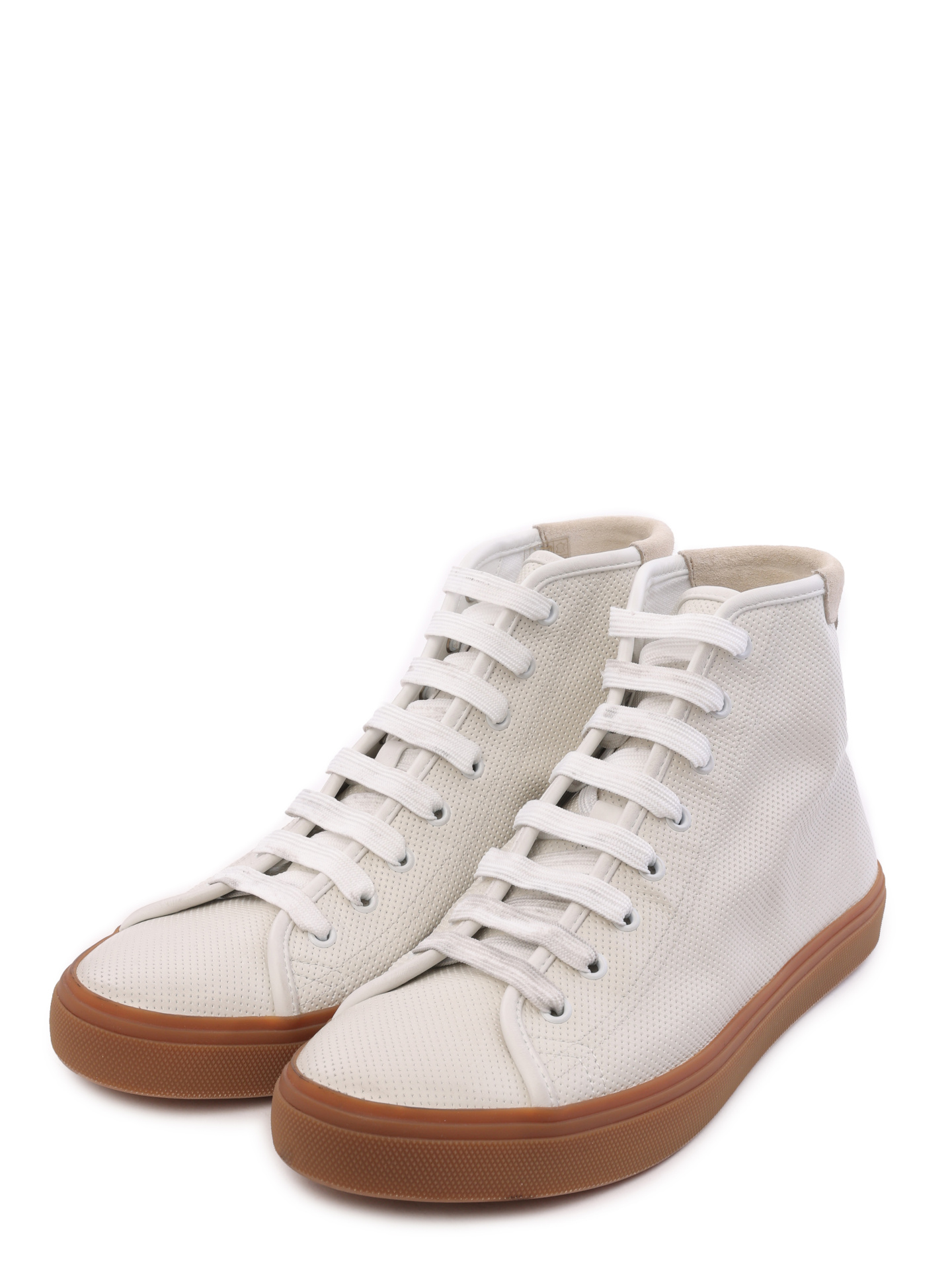 Кеды белые высокие с коричневой подошвой  — купить в интернет-магазине Verdistore