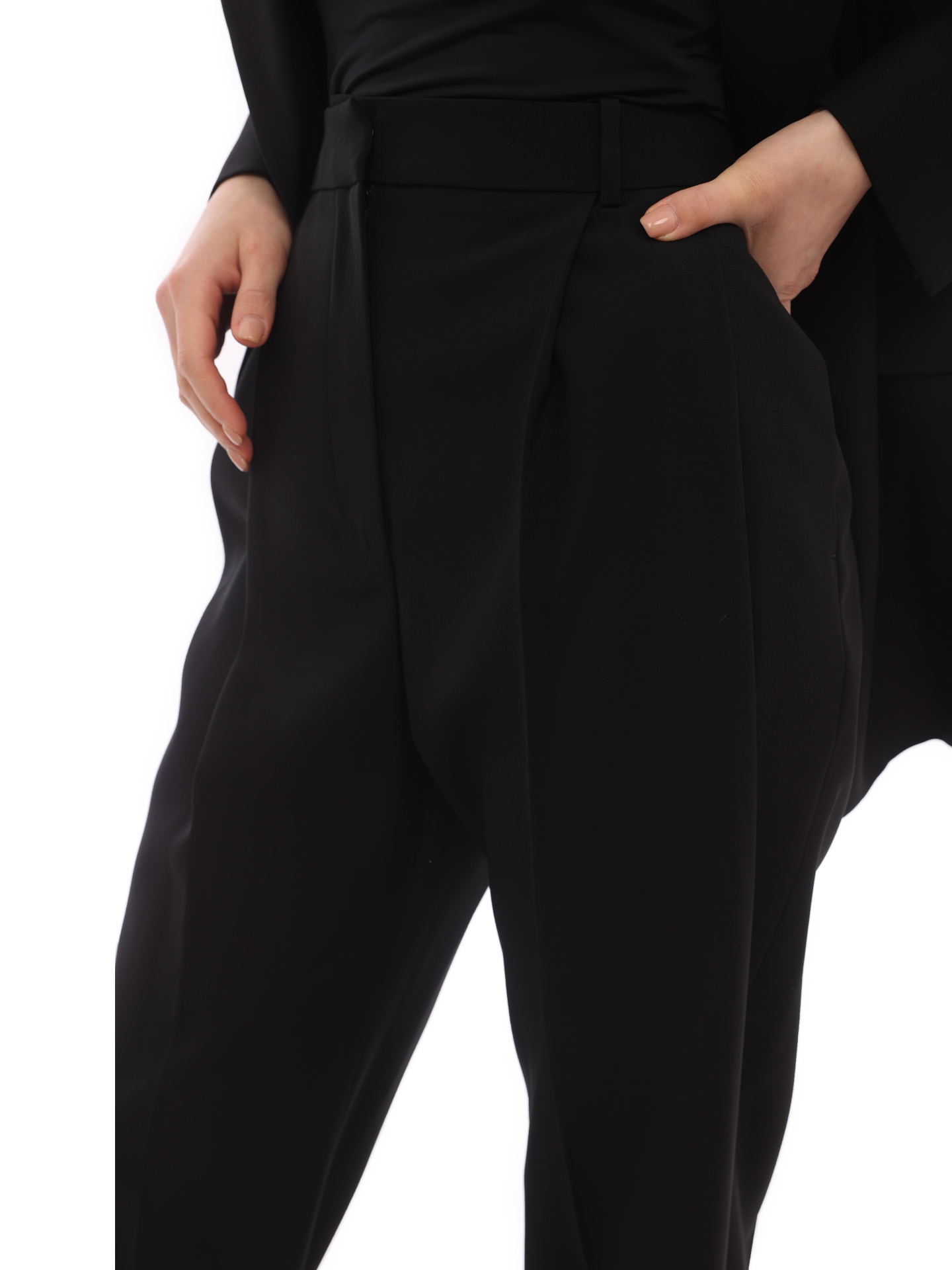 картинка Брюки Alexander McQueen 697352 QJACX 1000 черные женские с подворотами от магазина Verdistore