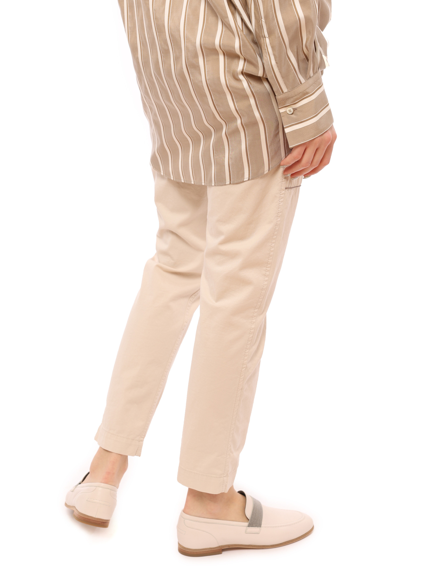 Брюки Brunello Cucinelli MH116P5521 C2430 светло-бежевые женские — купить в интернет-магазине Verdistore