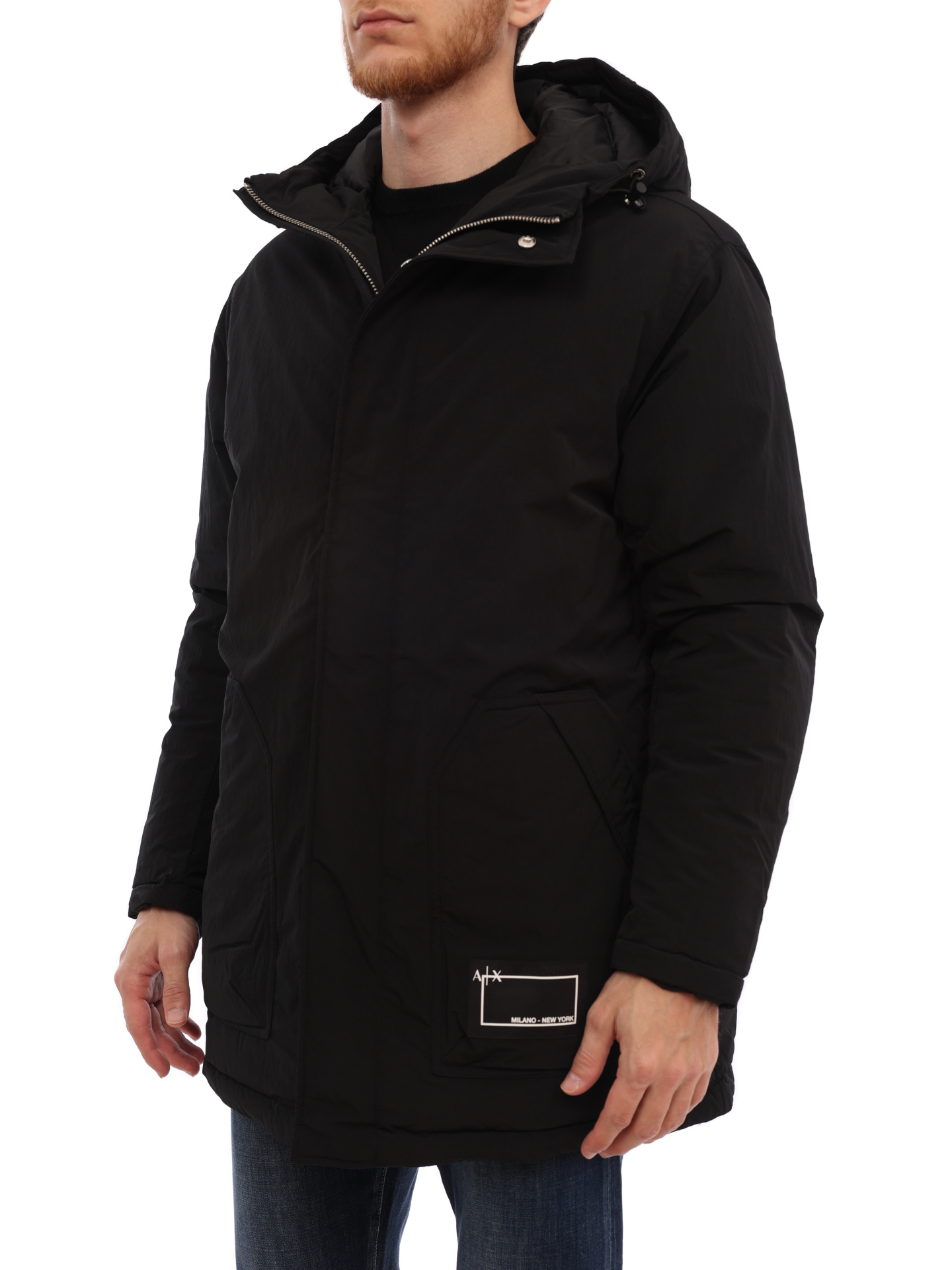 Пуховик Armani Exchange 6LZK32 ZNUKZ 1200 черный мужской удлинённый — купить в интернет-магазине Verdistore