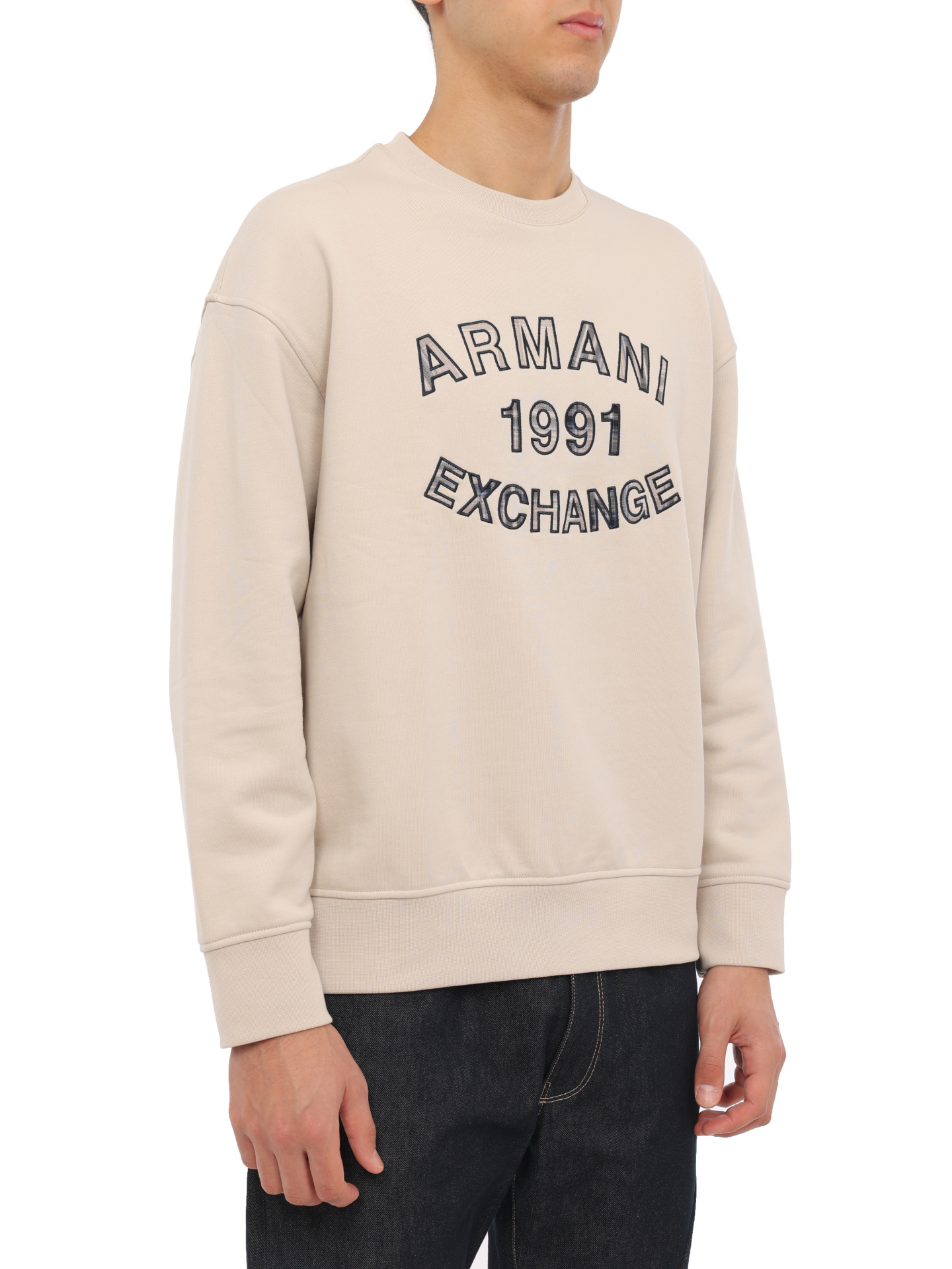 Свитшот Armani Exchange 6RZMGA ZJ4XZ 1993 молочный мужской с логотипом — купить в интернет-магазине Verdistore