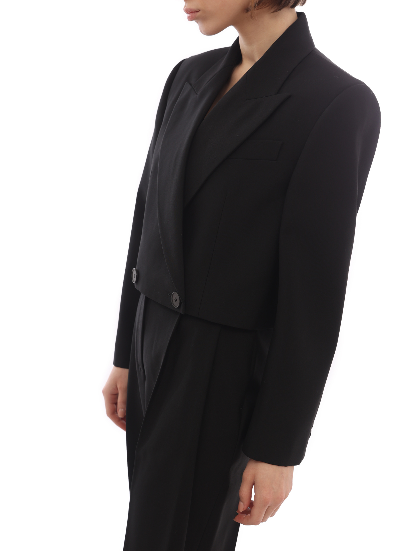 Жакет Alexander McQueen 702145 QJACX 1000 черный женский укороченный — купить в интернет-магазине Verdistore