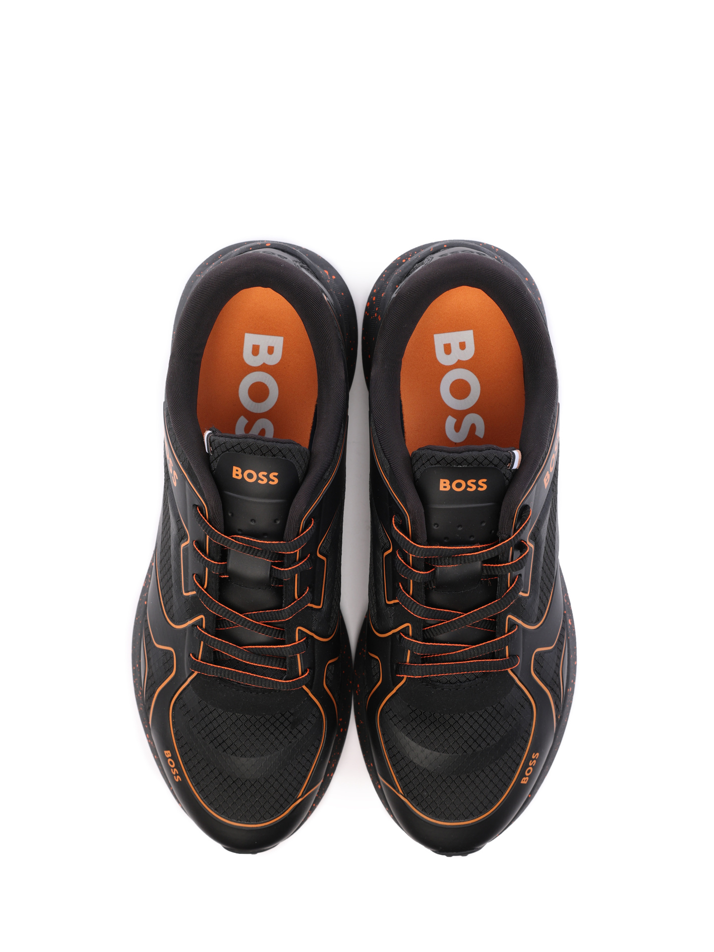 Кроссовки Boss 50493218 008 черные мужские с оранжевыми деталями — купить в интернет-магазине Verdistore