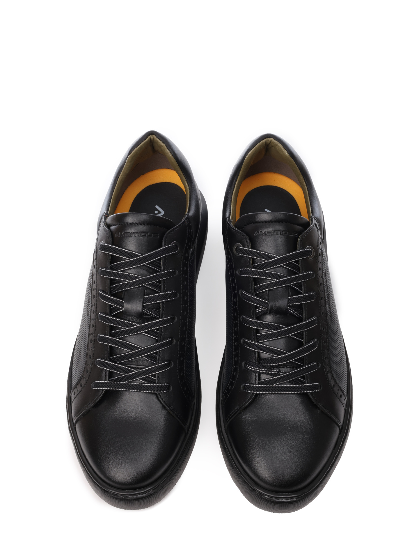 Кеды Ambitious 12500-6810AM черные кожаные с перфорацией — купить в интернет-магазине Verdistore