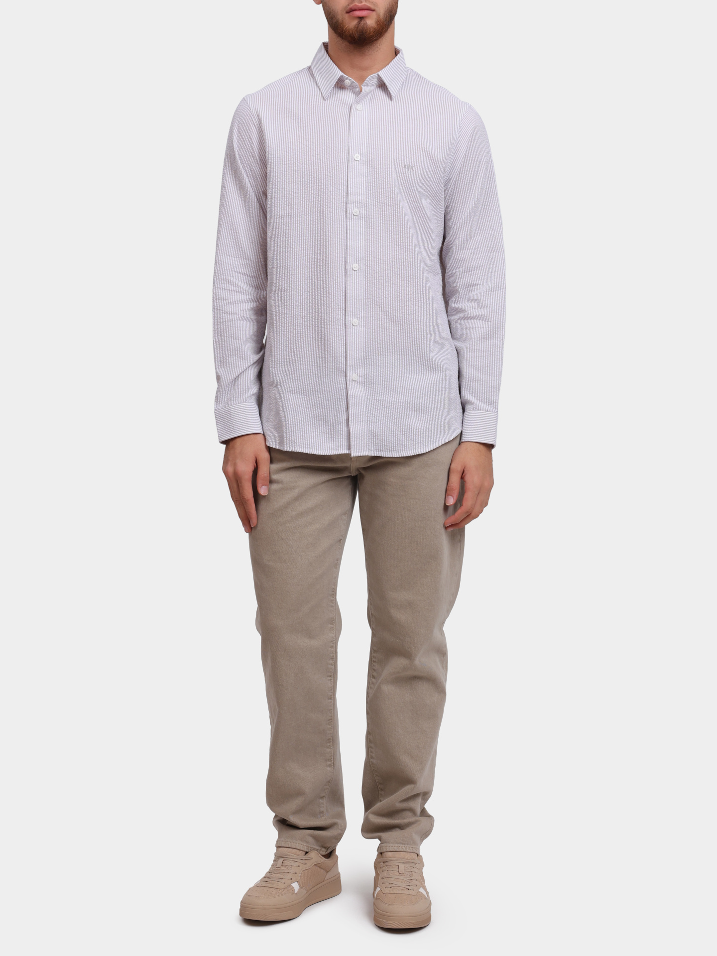 Рубашка Armani Exchange XM000429 AF13141 M6062 хлопковая мужская в полоску  — купить в интернет-магазине Verdistore