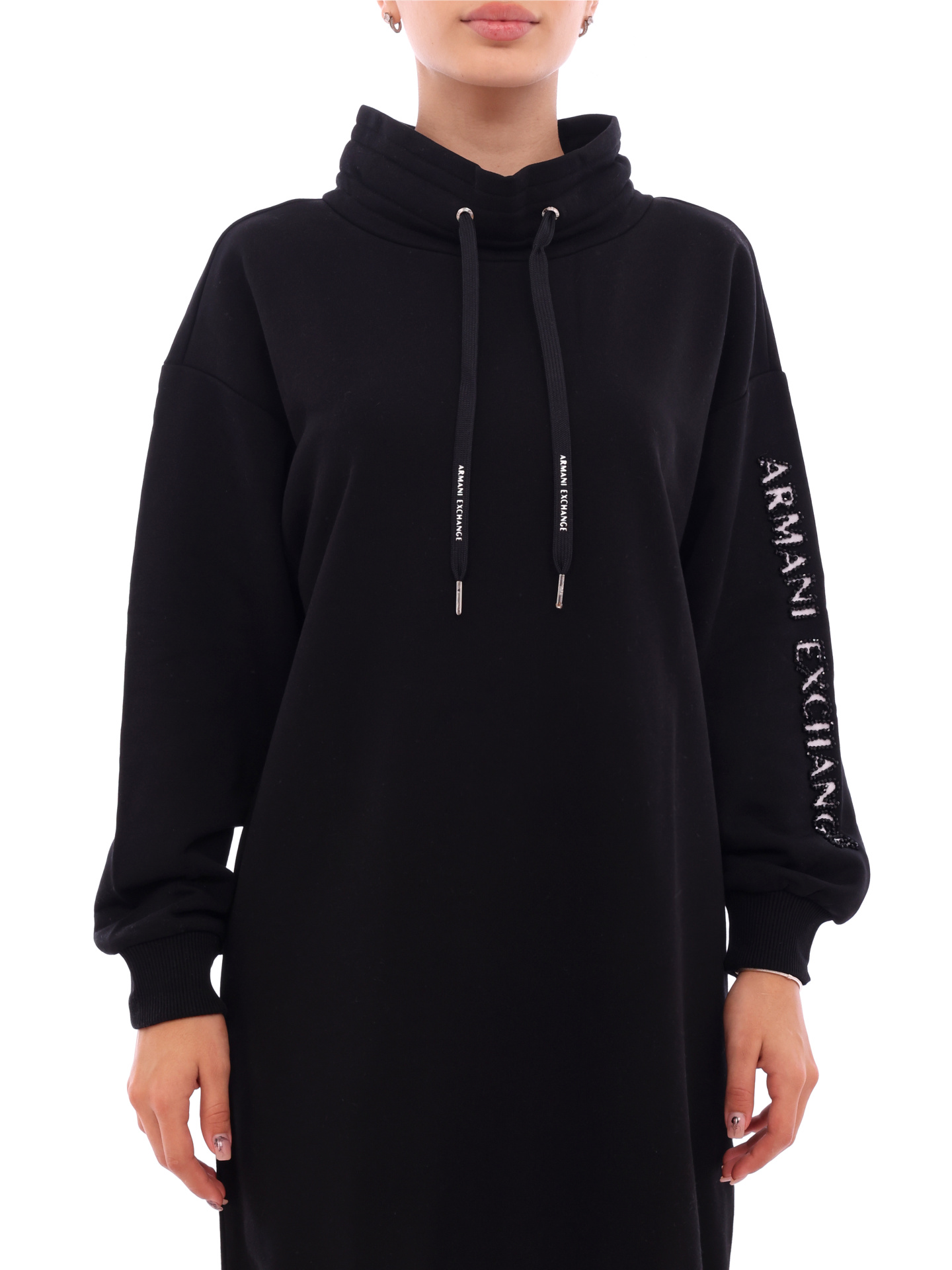 Платье Armani Exchange 6KYA78 YJ6PZ 1200 черное женское с воротом-стойкой — купить в интернет-магазине Verdistore