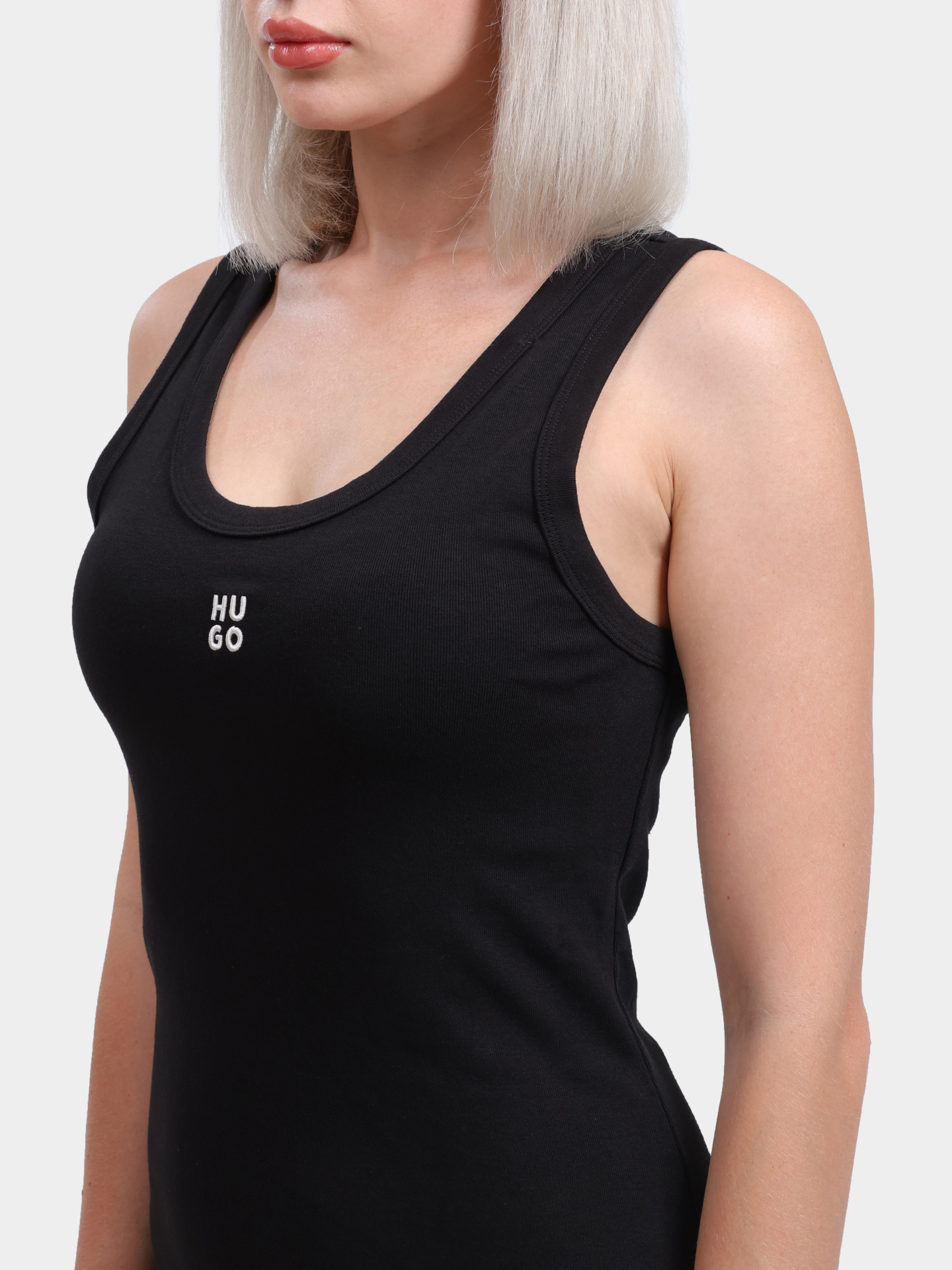 Платье Hugo 50514521 001 черное женское с логотипом — купить в интернет-магазине Verdistore