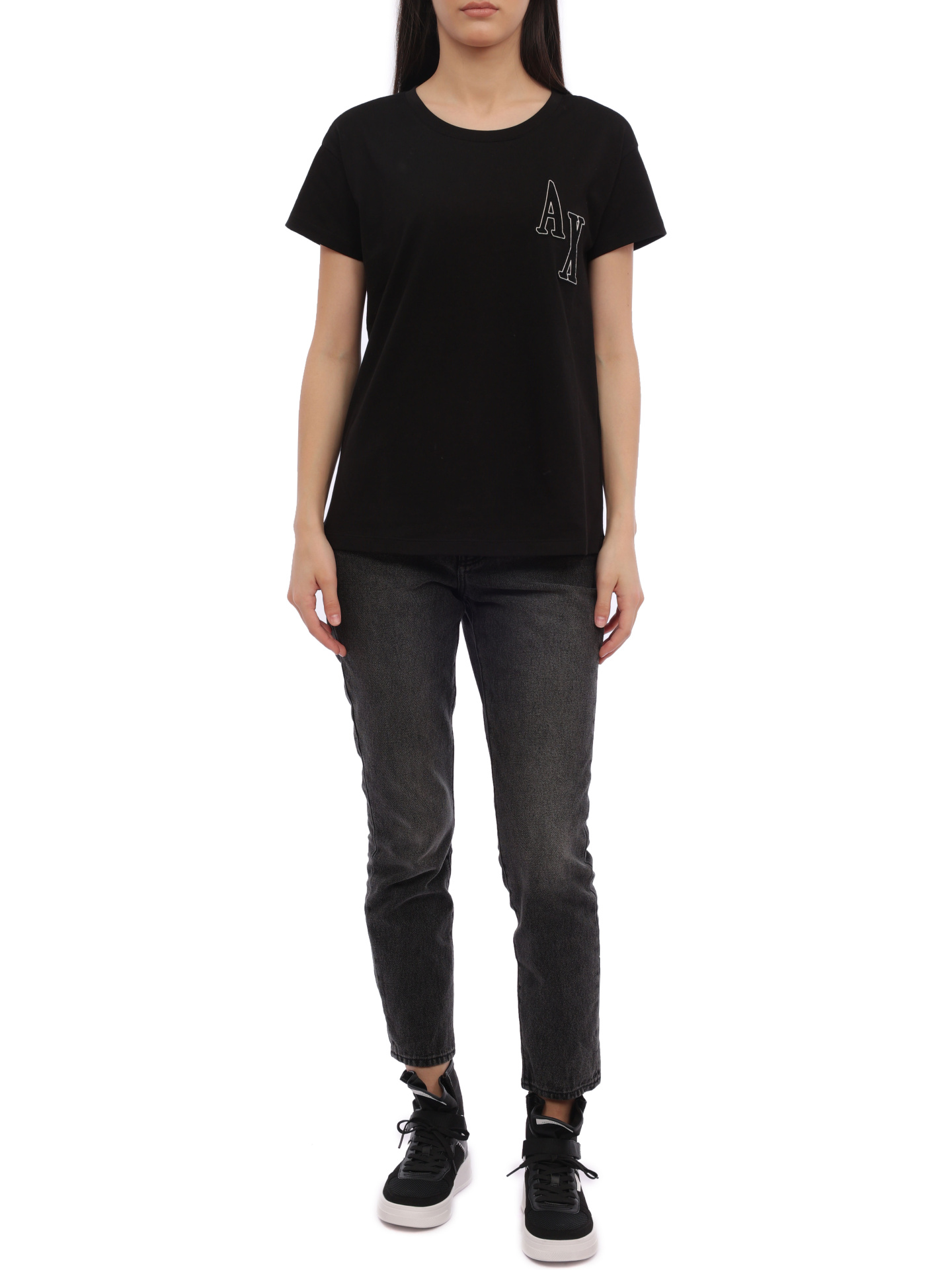 Футболка Armani Exchange 6RYT38 YJ7VZ 1200 черная женская из хлопка — купить в интернет-магазине Verdistore