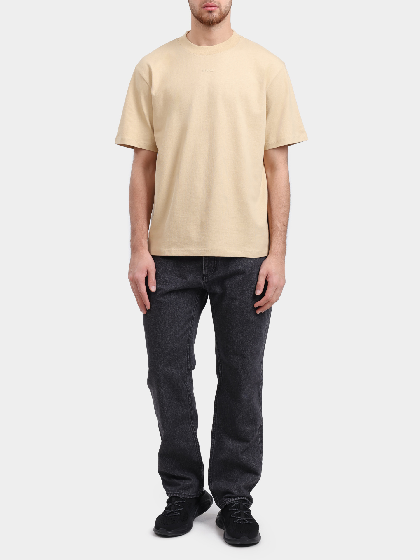 Футболка HUGO RED Dapolino 10248326 01 50488330 285 бежевая мужская хлопковая — купить в интернет-магазине Verdistore