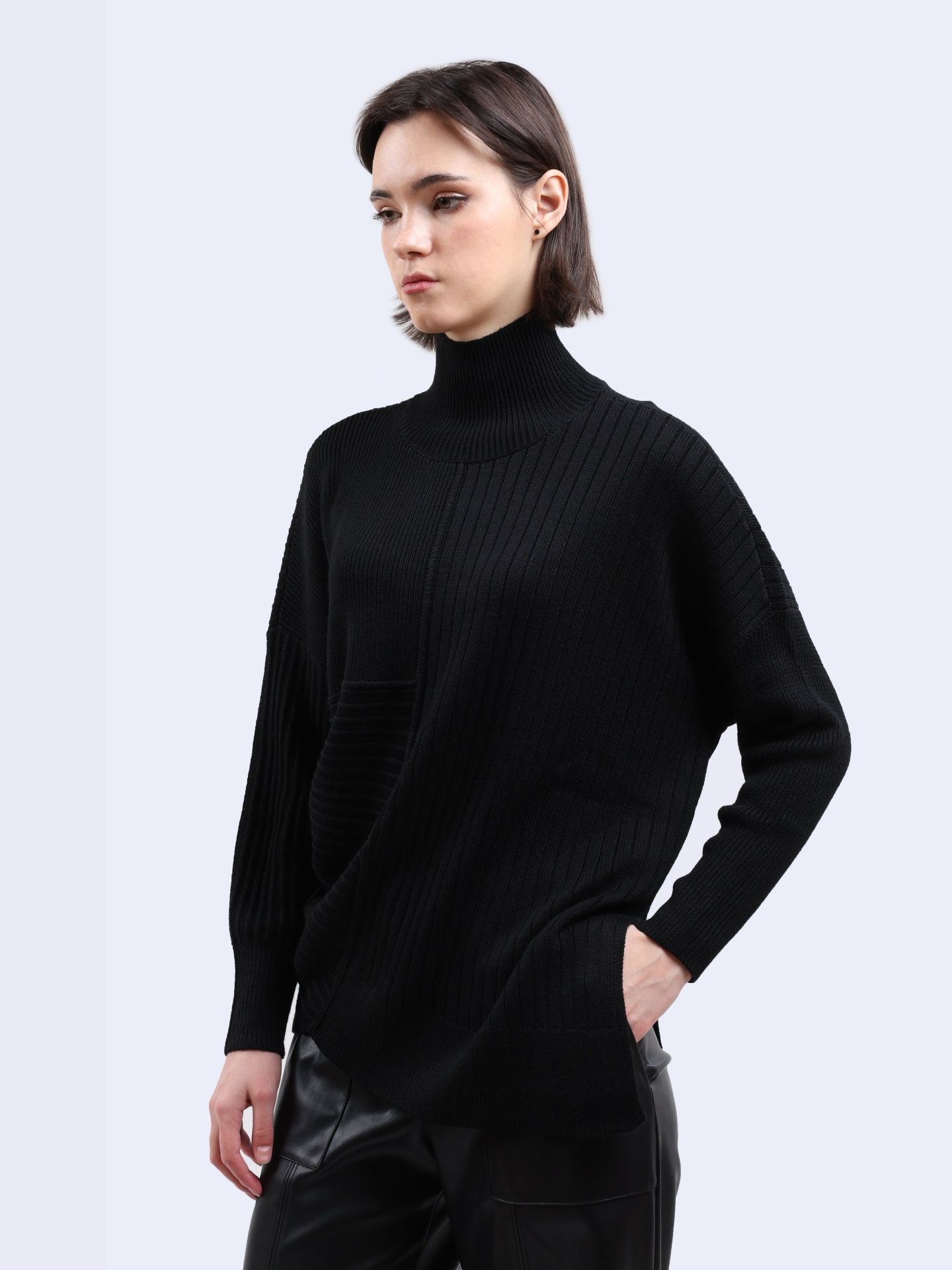 Свитер Armani Exchange 6DYM1H YM1RZ 1200 черный женский асимметричный — купить в интернет-магазине Verdistore