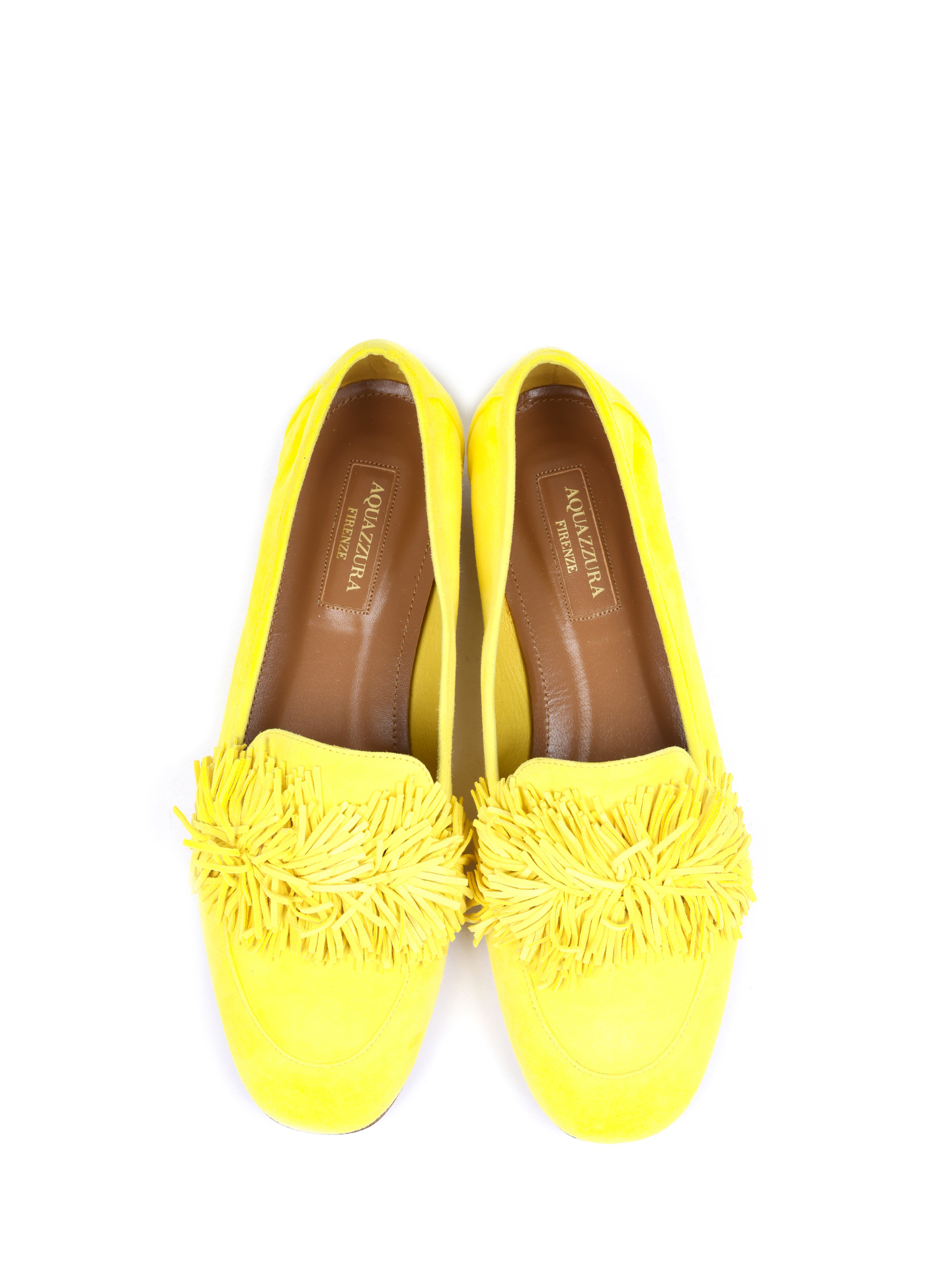 Лоферы Aquazzura Wild Loafer Flat лимонные женские из замши — купить в интернет-магазине Verdistore