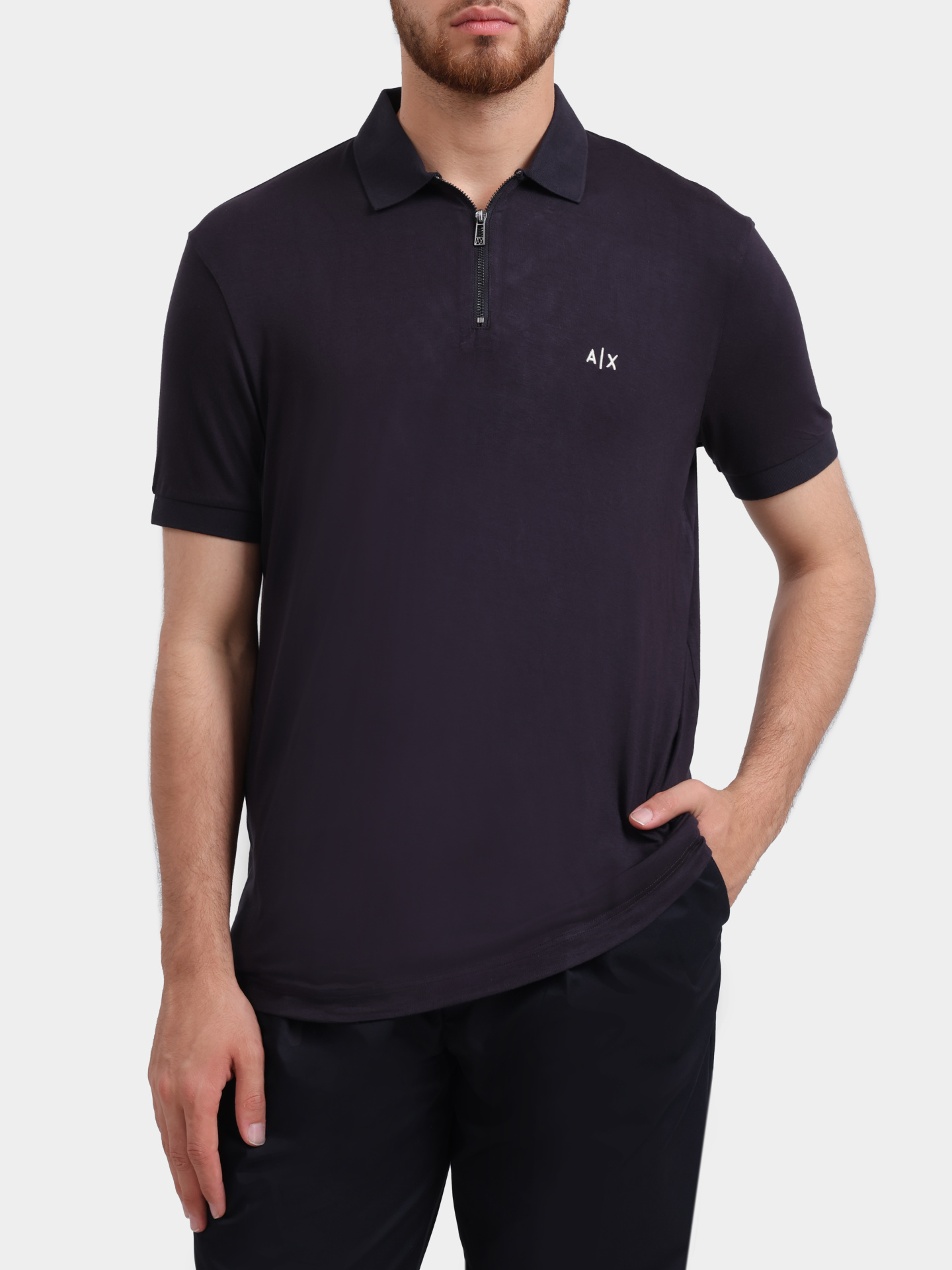 Поло Armani Exchange XM002372 AF21936 UB101 темно-синее мужское на молнии — купить в интернет-магазине Verdistore
