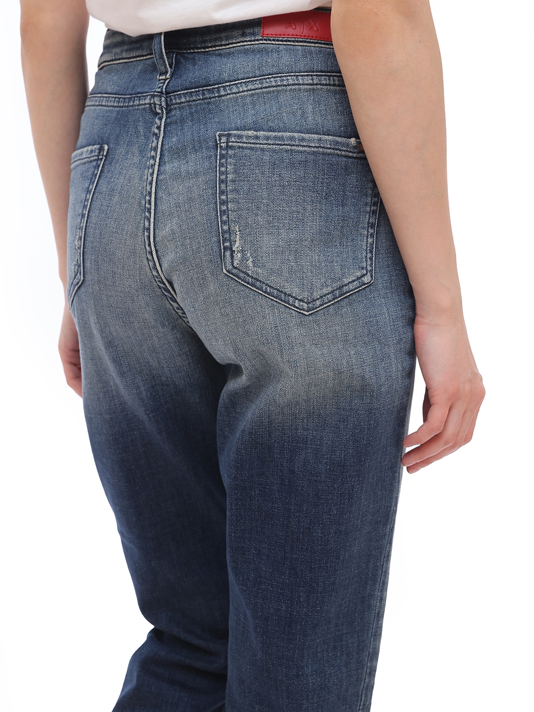 Джинсы Armani Exchange 3HYJ06 синие женские с подворотами — купить в интернет-магазине Verdistore