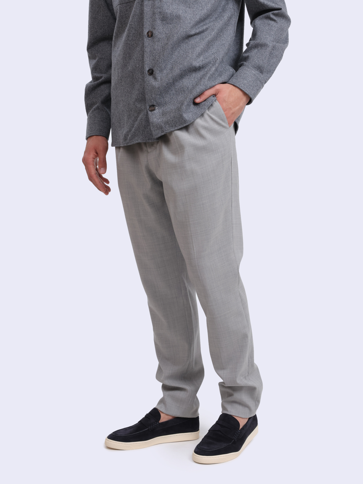Брюки Brunello Cucinelli MH244B2033 C9100 светло-серые мужские из шерсти — купить в интернет-магазине Verdistore
