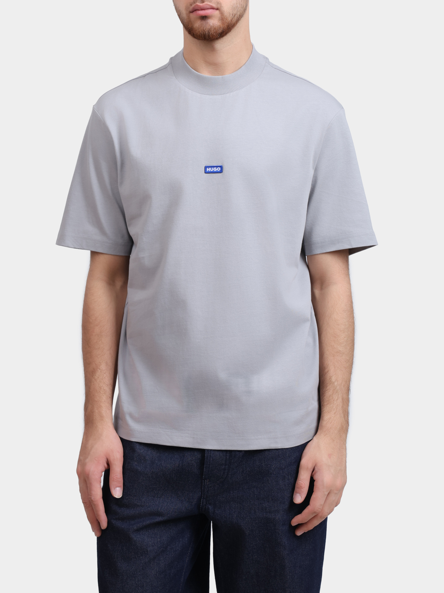 Футболка HUGO BLUE Nieros 10257318 01 50509991 091 серая мужская хлопковая — купить в интернет-магазине Verdistore