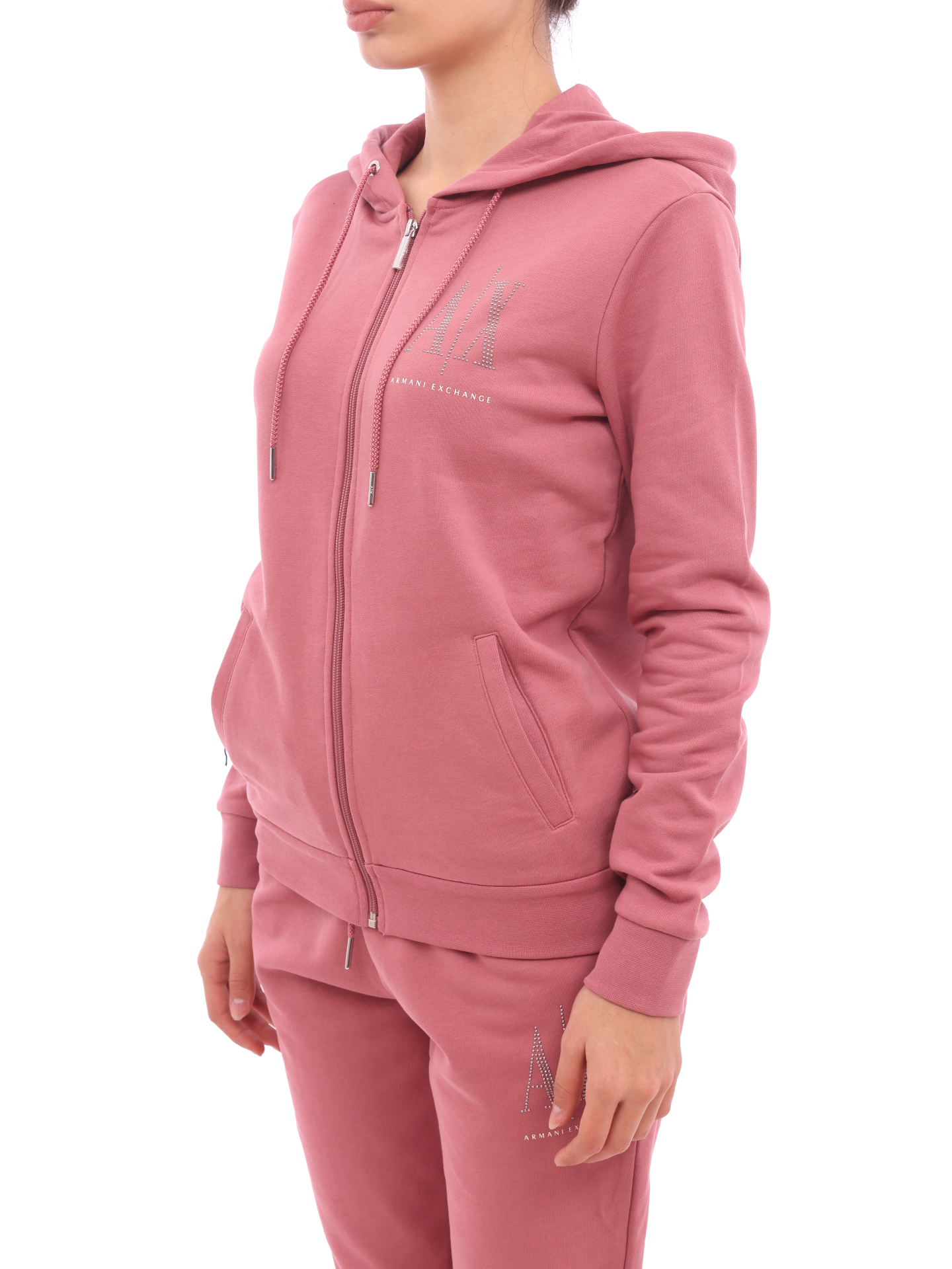 Мастерка Armani Exchange 8NYM21 YJ68Z 1493 розовая женская с логотипом — купить в интернет-магазине Verdistore