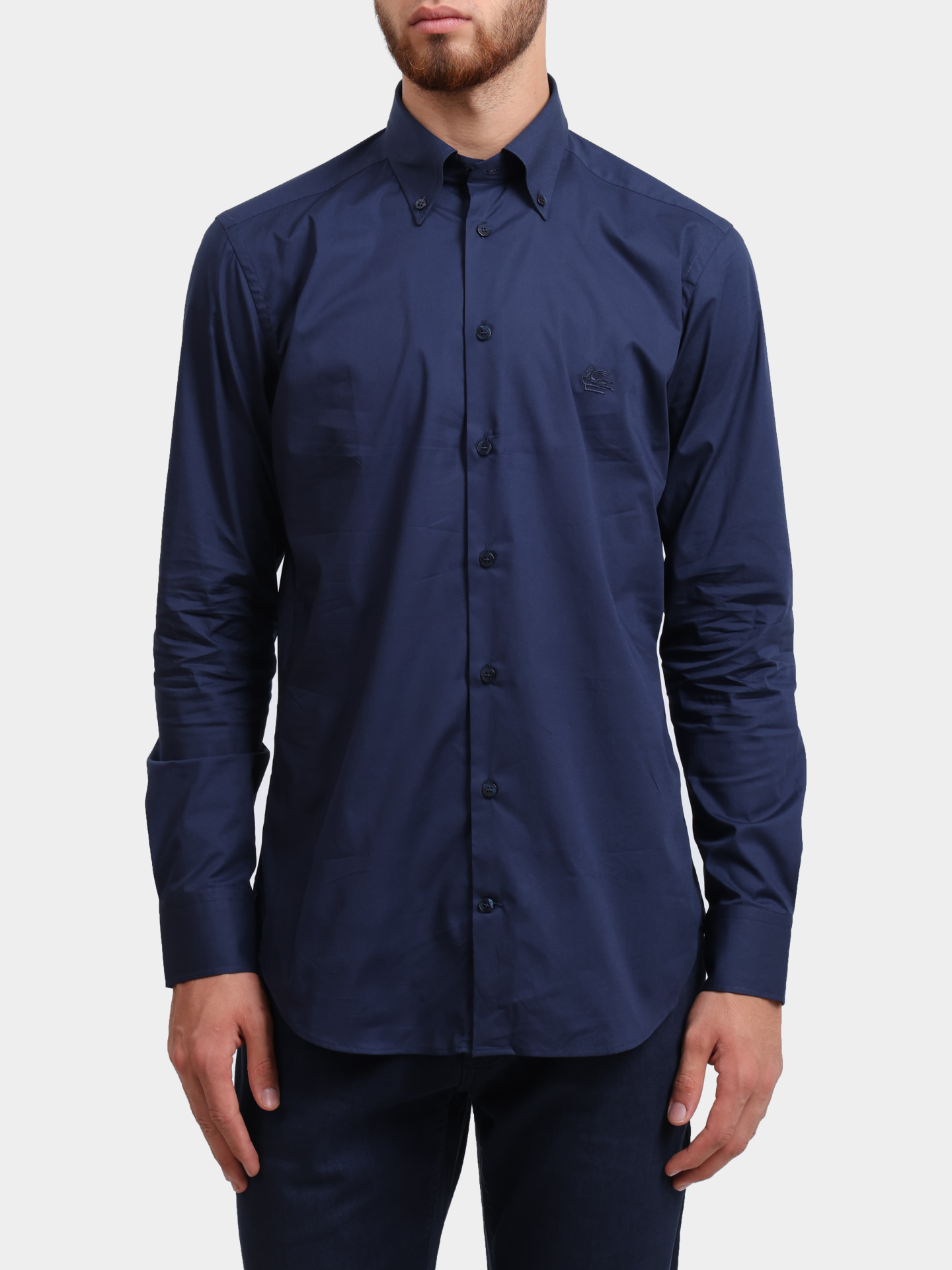 Рубашка MRIB0006 AV607 B0339 хлопковая темно-синяя прямого кроя — купить в интернет-магазине Verdistore