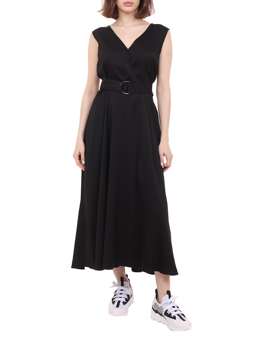Платье Calvin Klein K20K202849BEH черное женское с поясом — купить в интернет-магазине Verdistore