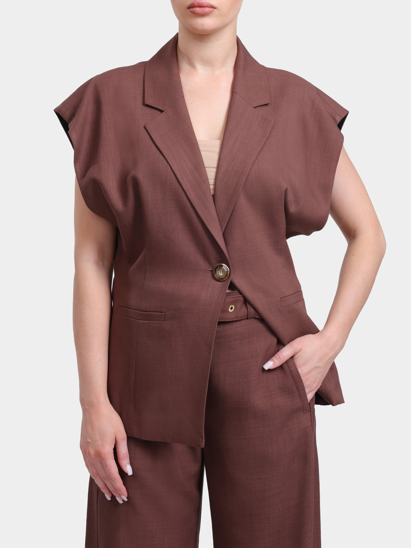 Жилет Pinko 106509 A2W6 L78 коричневый женский двубортный на пуговице — купить в интернет-магазине Verdistore