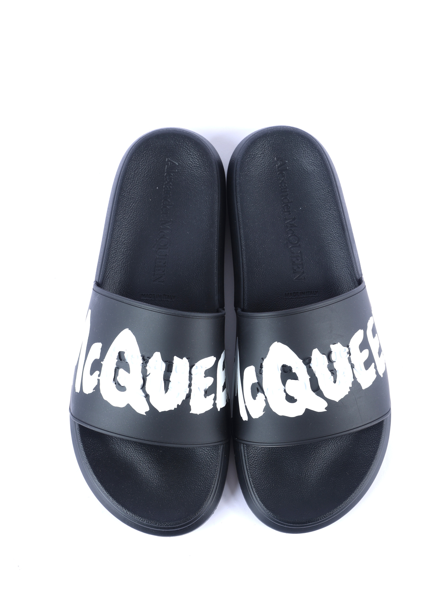 Шлепанцы Alexander McQueen 682490 W4QS3 1070 резиновые мужские черные — купить в интернет-магазине Verdistore