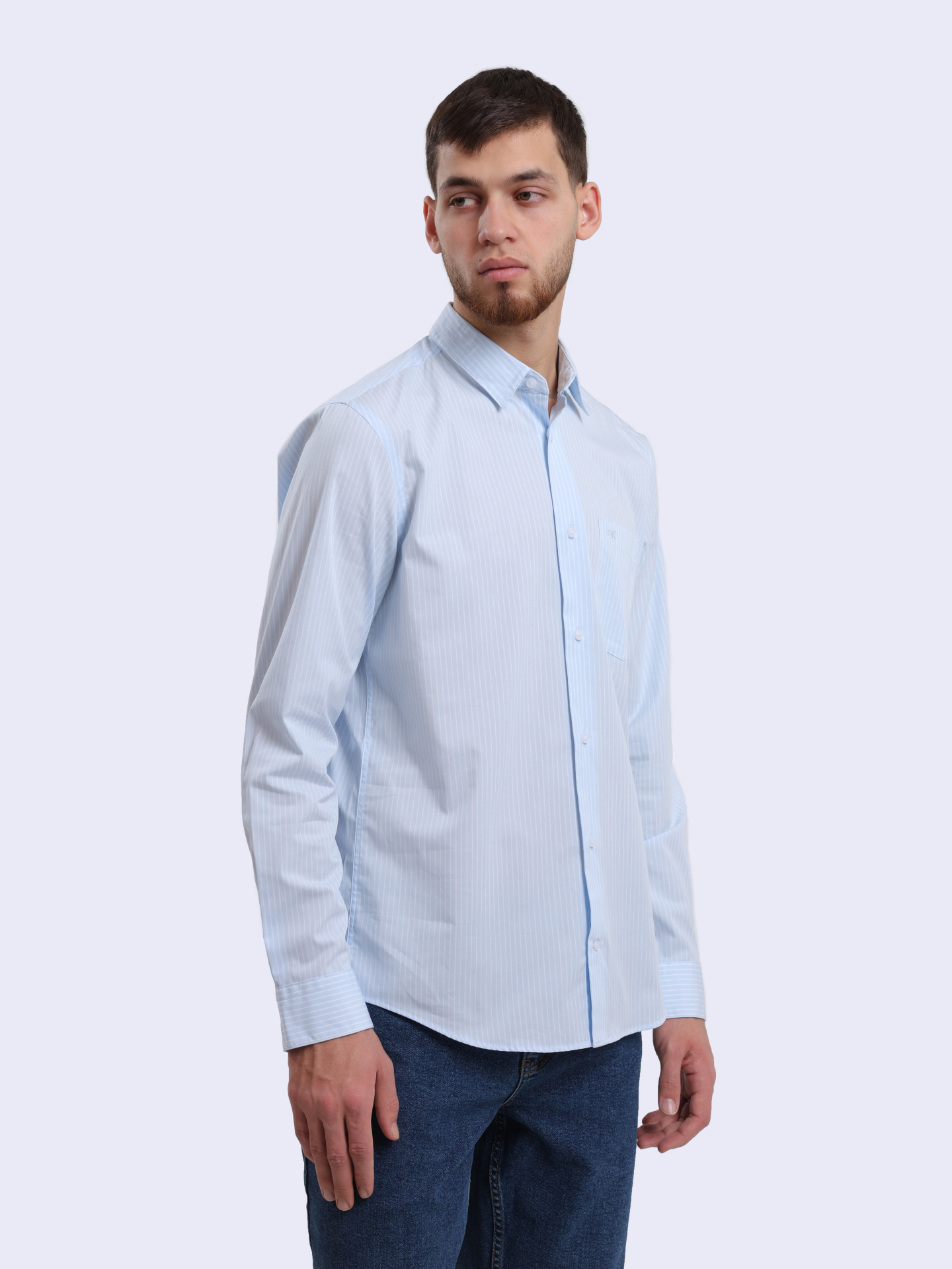 Рубашка Calvin Klein K10K113491 C1S голубая мужская в полоску — купить в интернет-магазине Verdistore