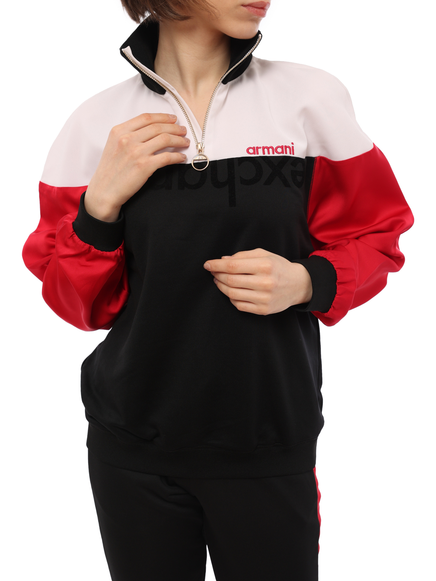 Мастерка Armani Exchange 6HYM88 YJ8EZ 7280 комбинированная женская с воротом-стойкой — купить в интернет-магазине Verdistore