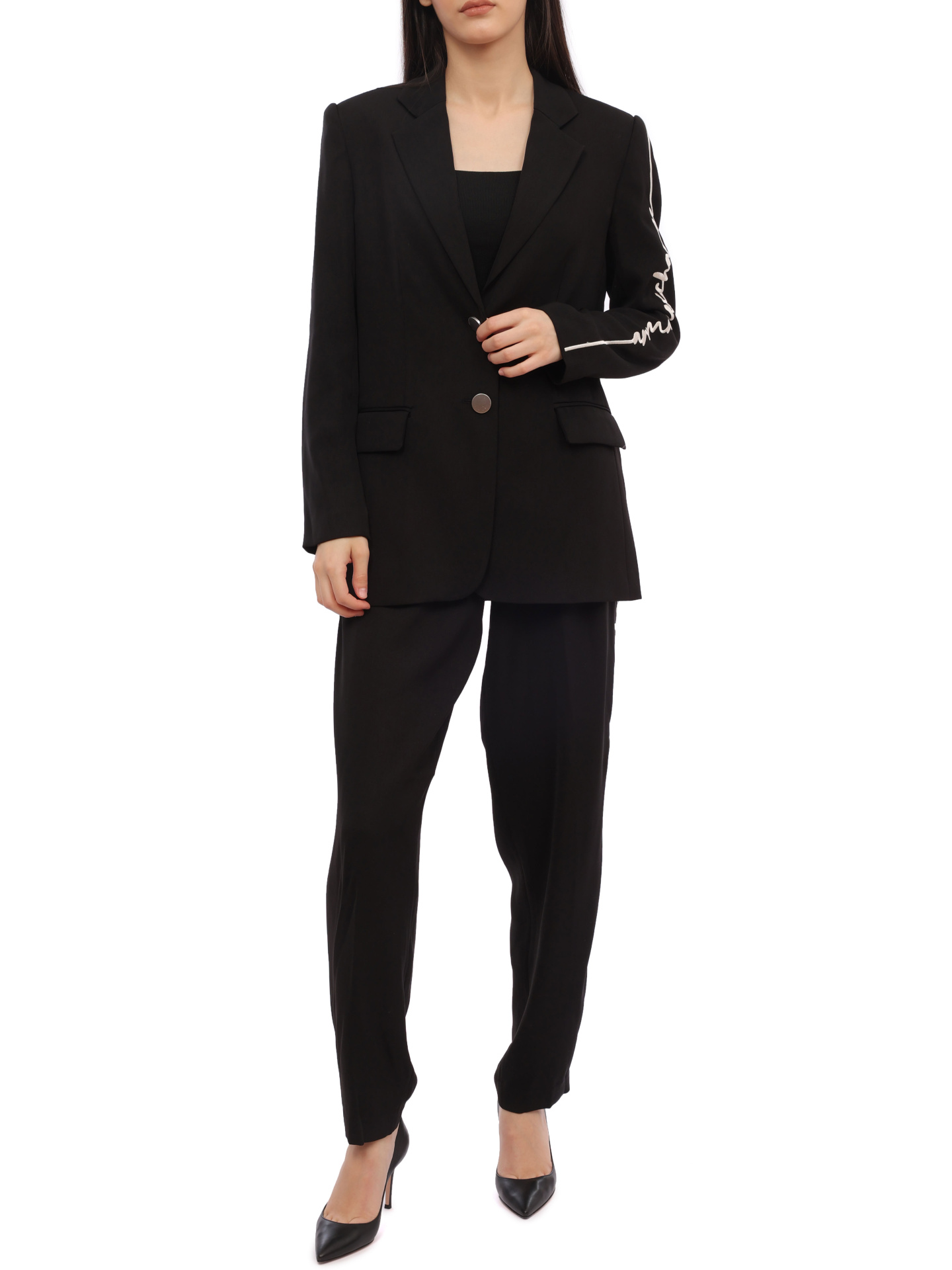 Жакет Armani Exchange 6RYG05 YN4LZ 1200 черный женский с логотипом — купить в интернет-магазине Verdistore