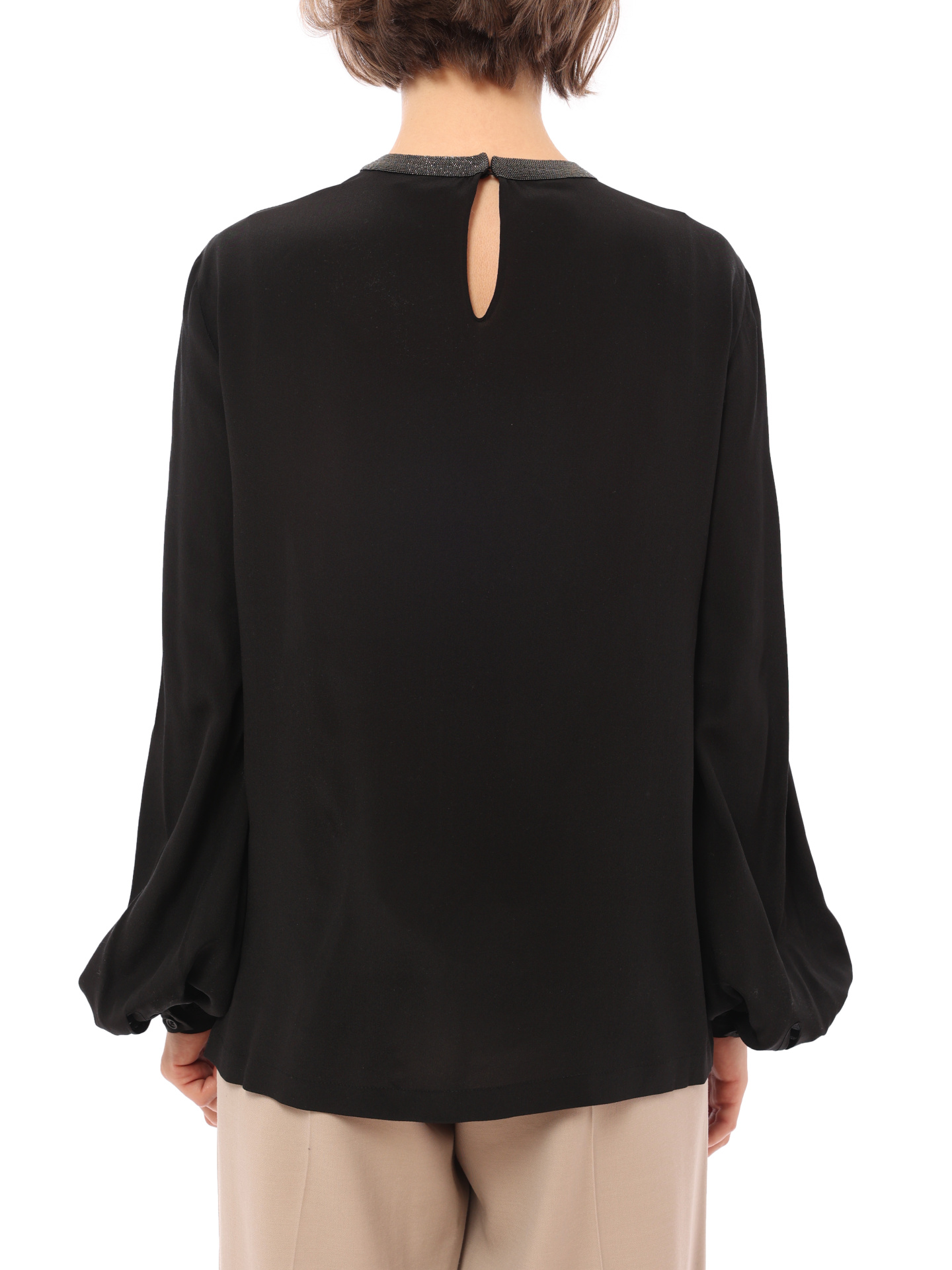 Блуза Brunello Cucinelli MB993BK800 C101 черная женская из шелка — купить в интернет-магазине Verdistore