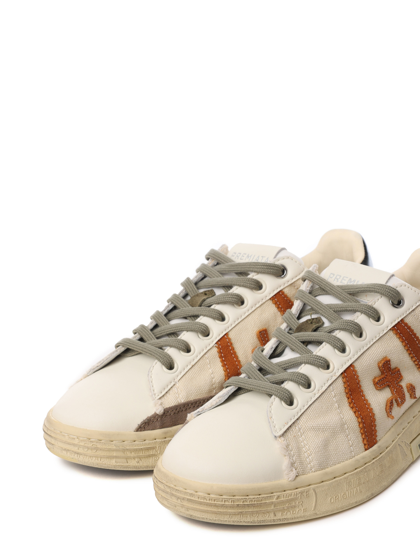 Кеды бежевые с рыжим логотипом-вставкой сбоку — купить в интернет-магазине Verdistore