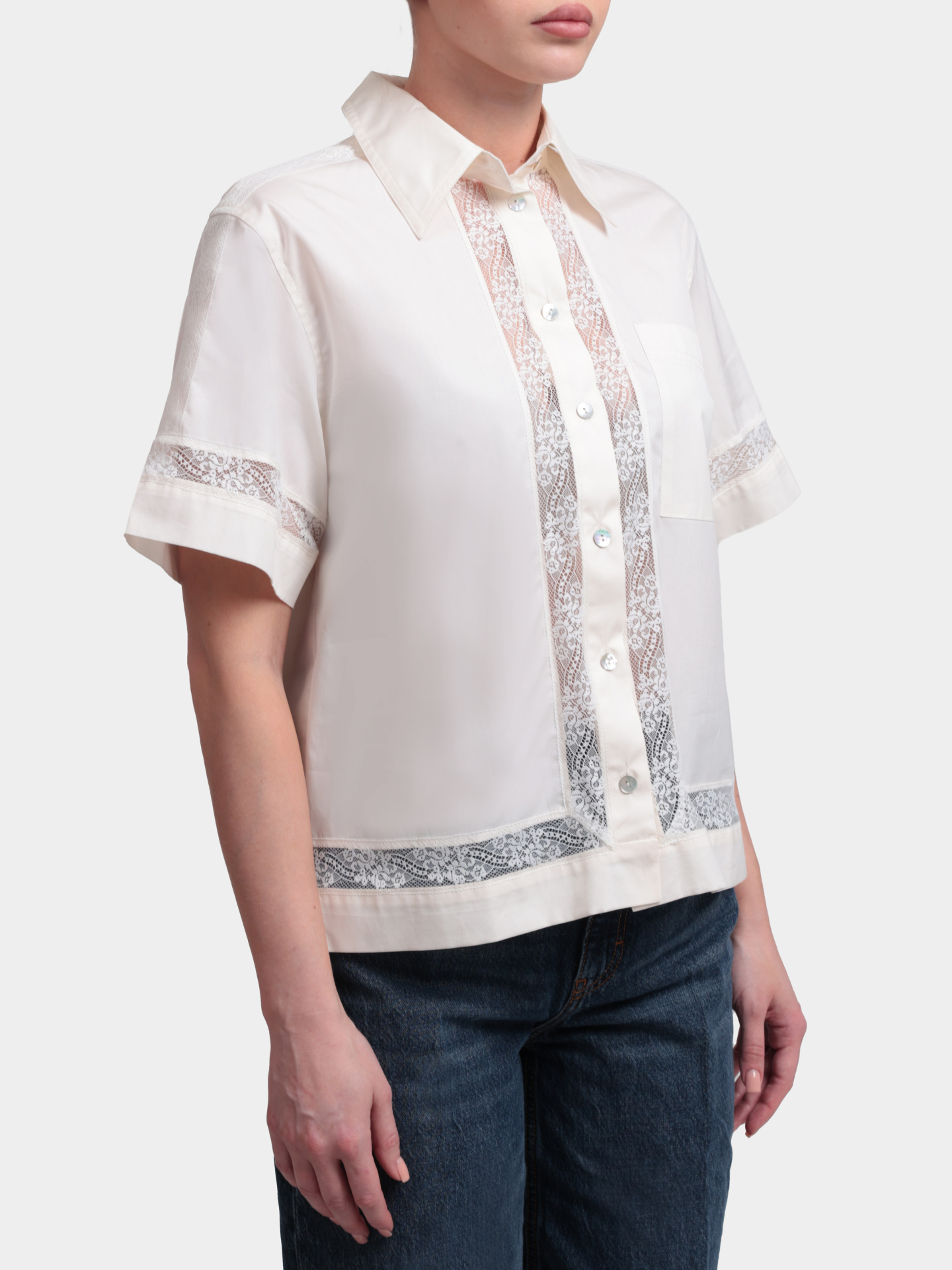 Рубашка Marella Monochrome MLMWHISKY 004 белая женская с кружевной отделкой — купить в интернет-магазине Verdistore