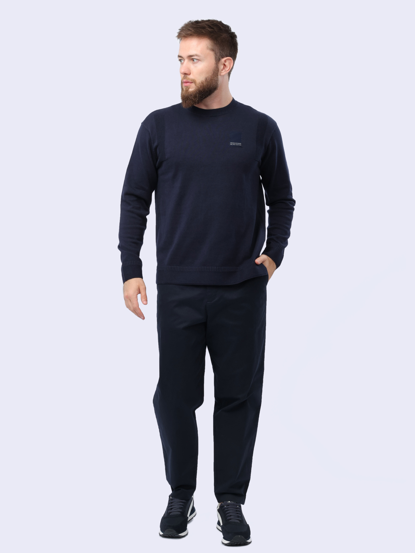 Свитер Armani Exchange 3DZM1G ZMX8Z 15CX темно-синий мужской с разрезами — купить в интернет-магазине Verdistore