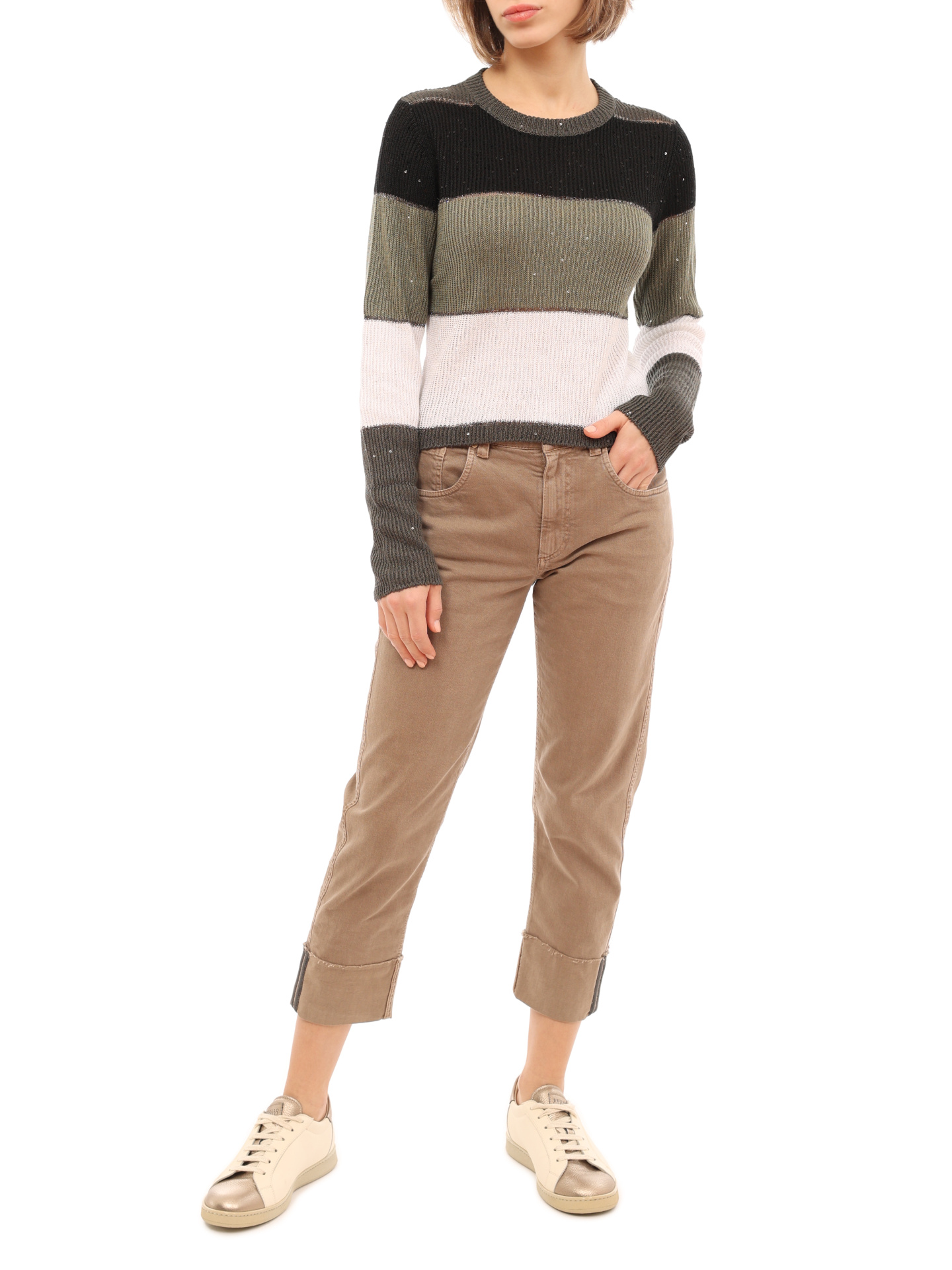 Джемпер Brunello Cucinelli M10521500 полосатый женский — купить в интернет-магазине Verdistore