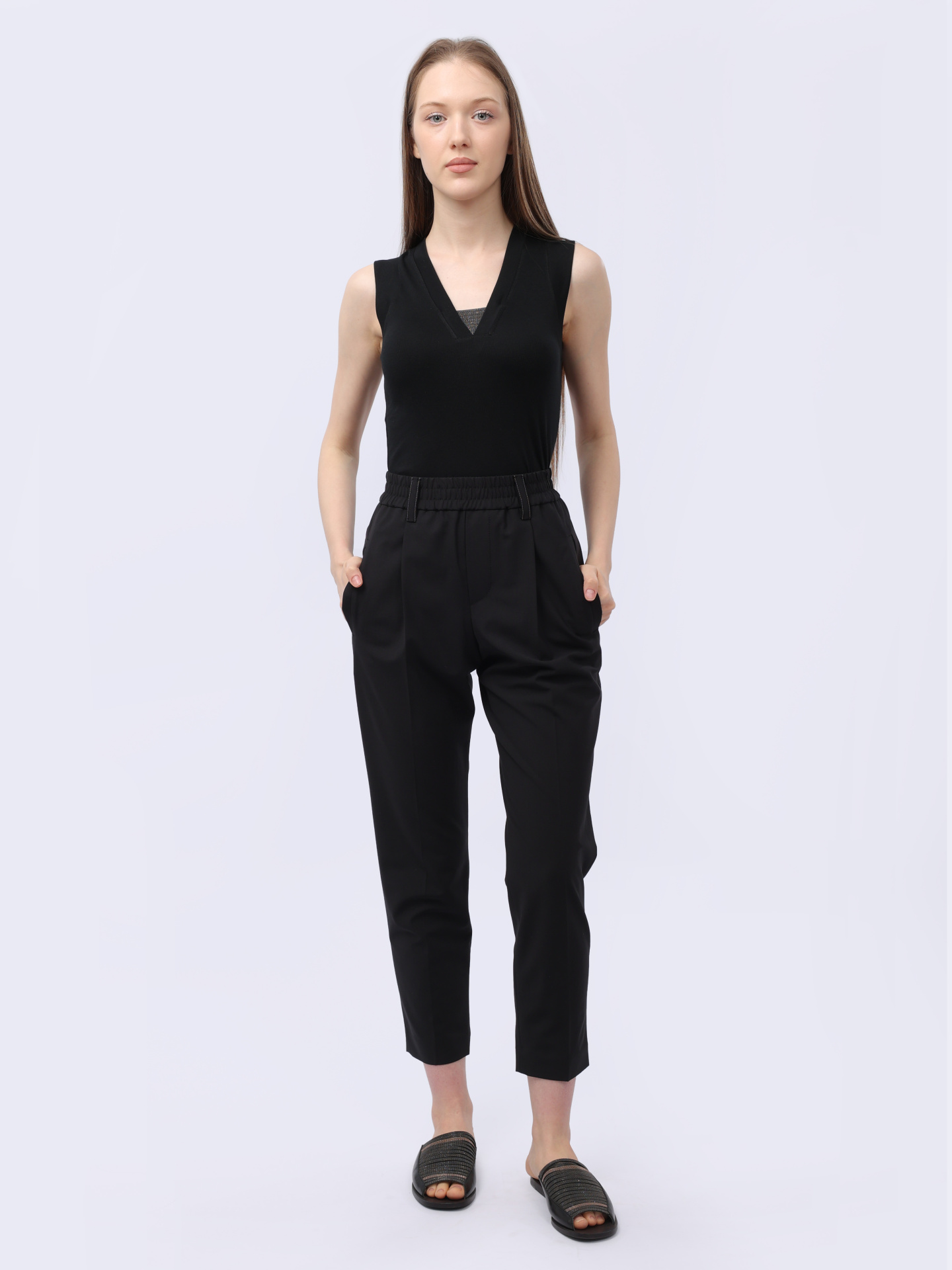 Топ Brunello Cucinelli M0TC8EL672 C101 черный женский из хлопка — купить в интернет-магазине Verdistore