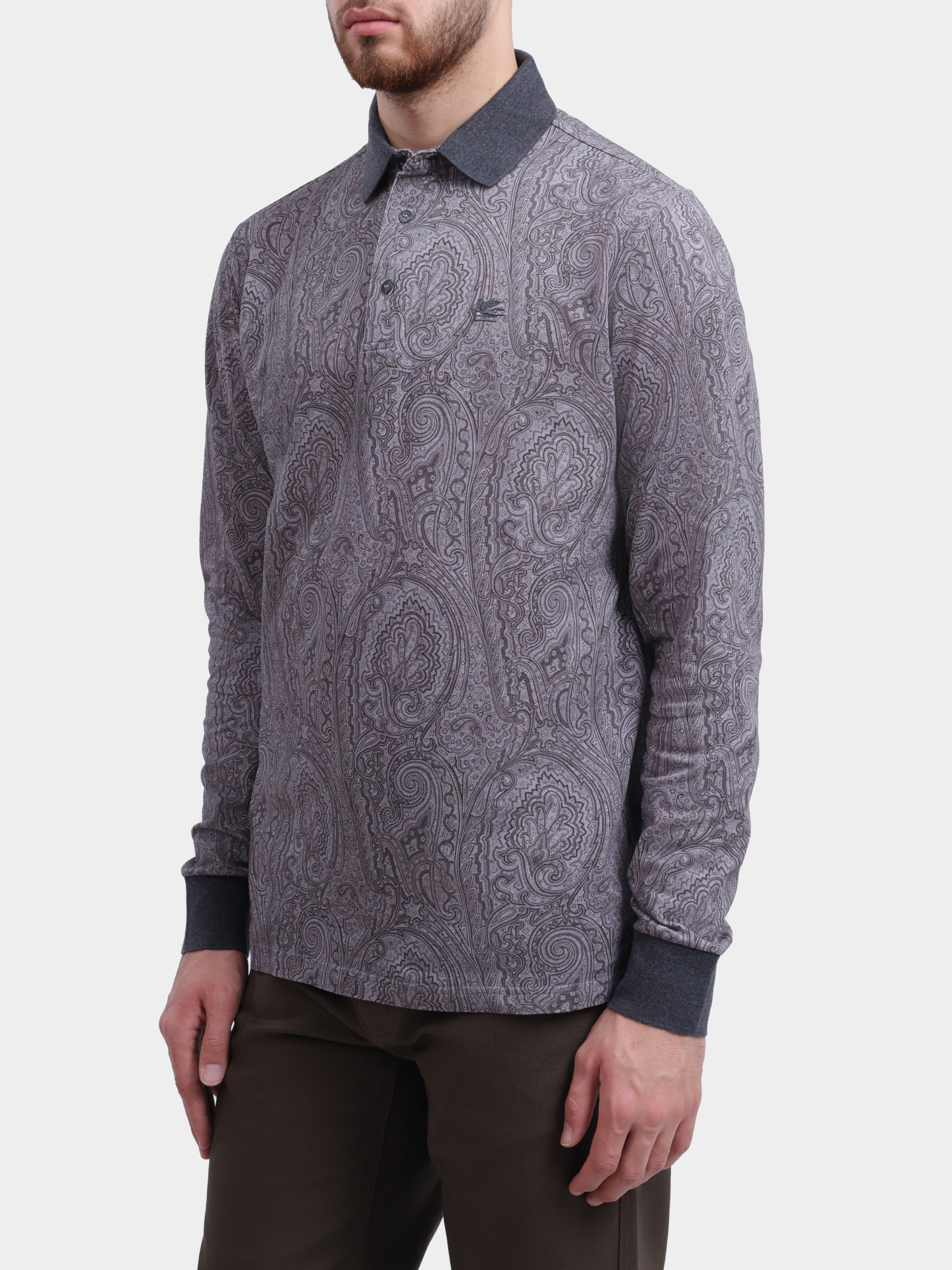 Поло ETRO MRMD0013 AV884 X0831 мужское с длиннымс рукавом и принтом пейсли — купить в интернет-магазине Verdistore