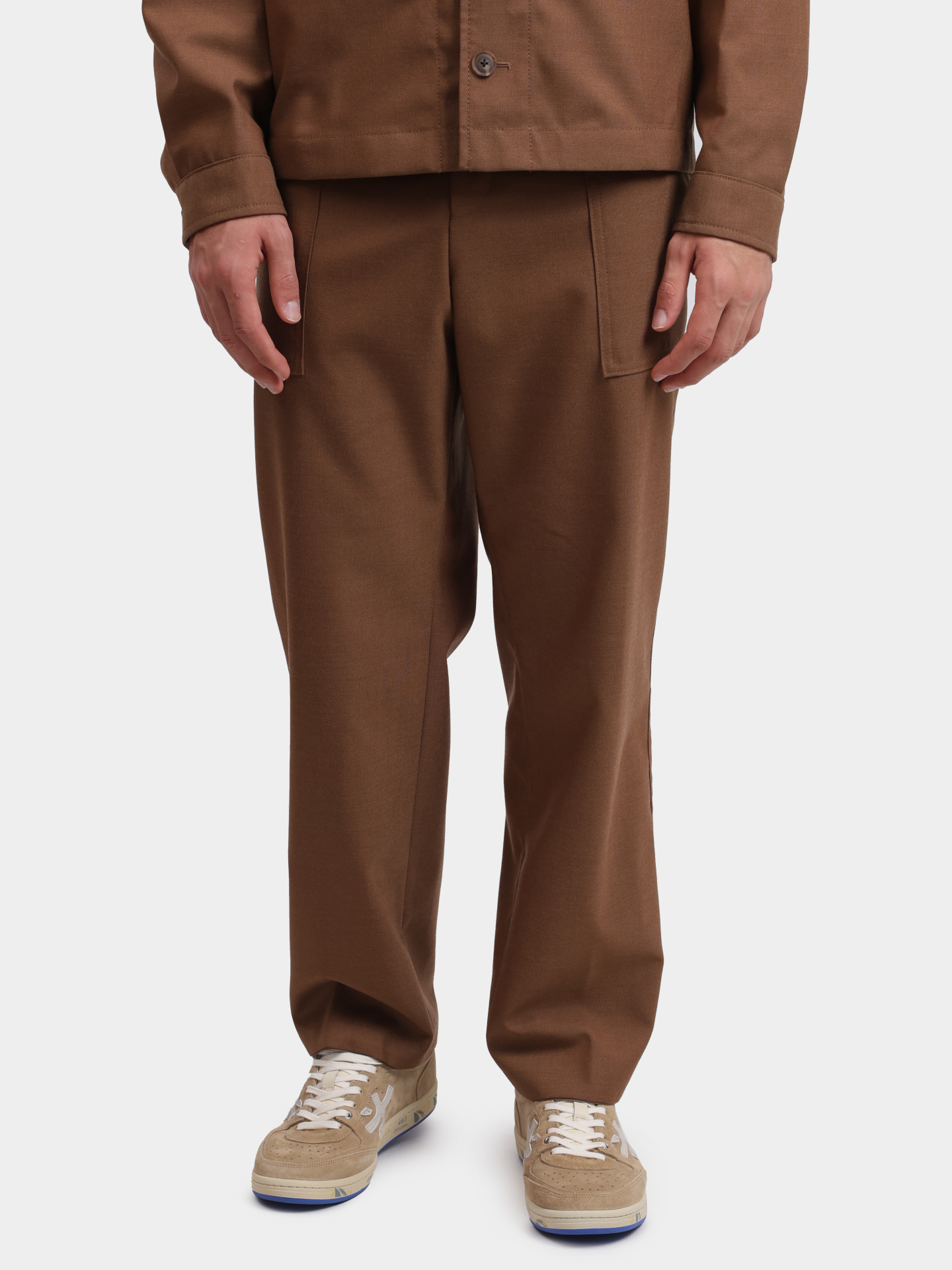 Брюки Boss 50546347 217 коричневые мужские из шерсти — купить в интернет-магазине Verdistore