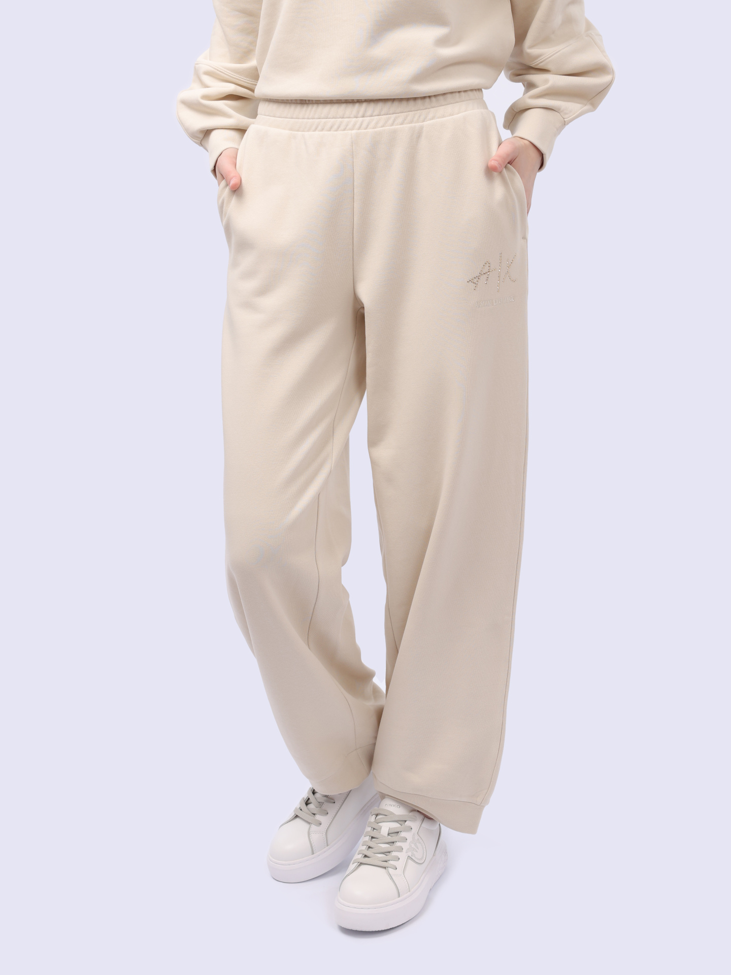 Брюки спортивные Armani Exchange 3DYP70 YJFFZ 1787 бежевые женские — купить в интернет-магазине Verdistore