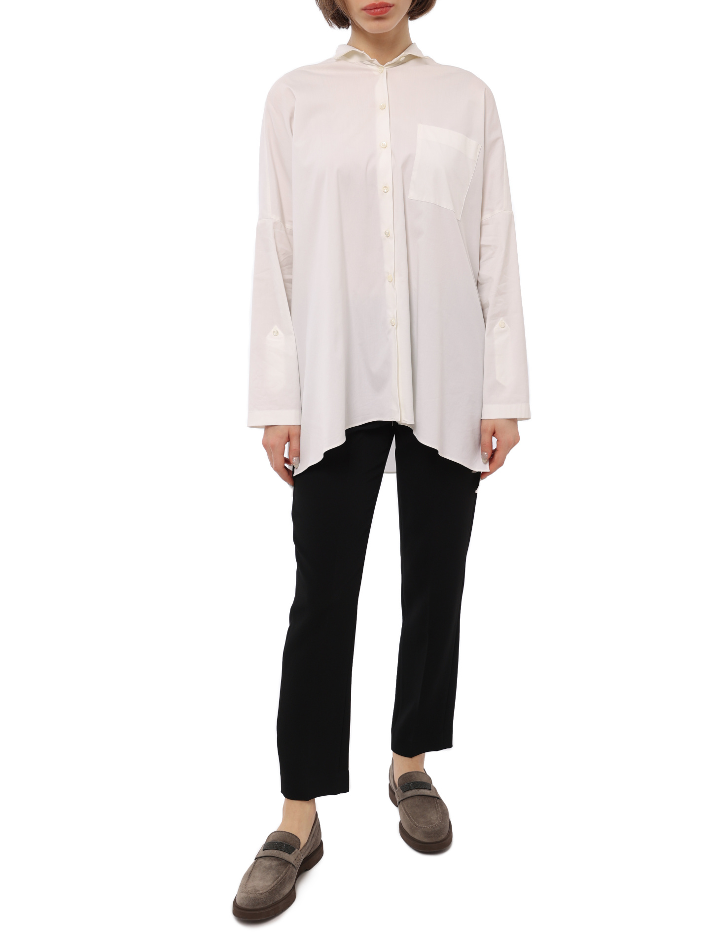 Блузка Brunello Cucinelli M0091M9906 белая женская с бахромой из цепочек — купить в интернет-магазине Verdistore