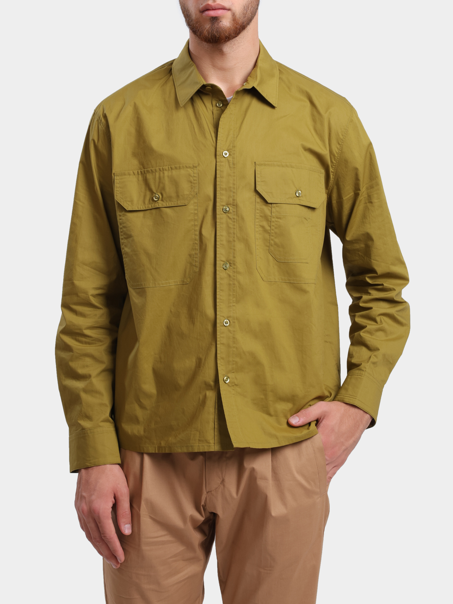 Рубашка MY60210A Y038 325N мужская зеленая из вискозы — купить в интернет-магазине Verdistore