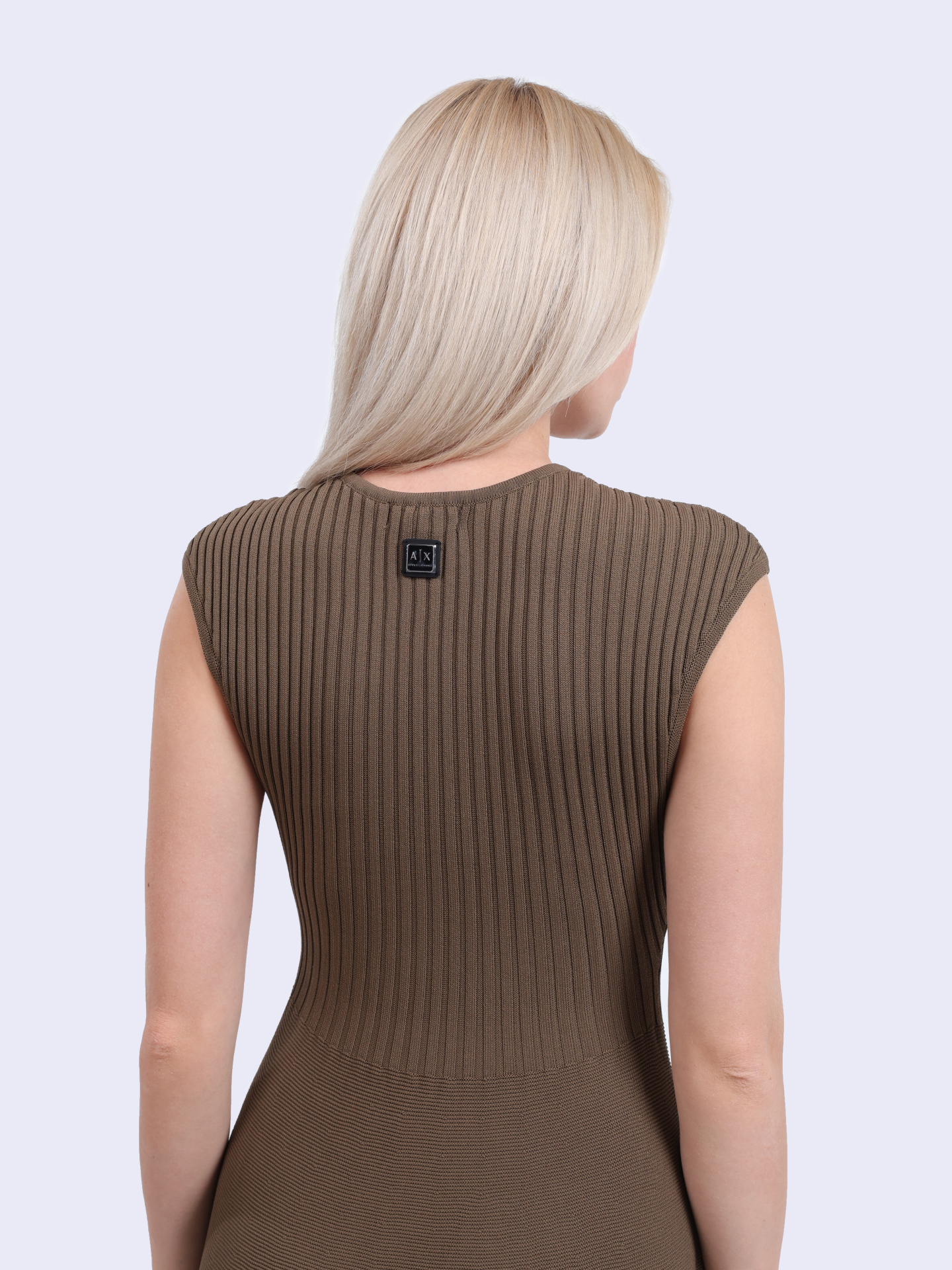 Платье Armani Exchange XW000119 AF10352 U6199 коричневое женское из трикотажа — купить в интернет-магазине Verdistore