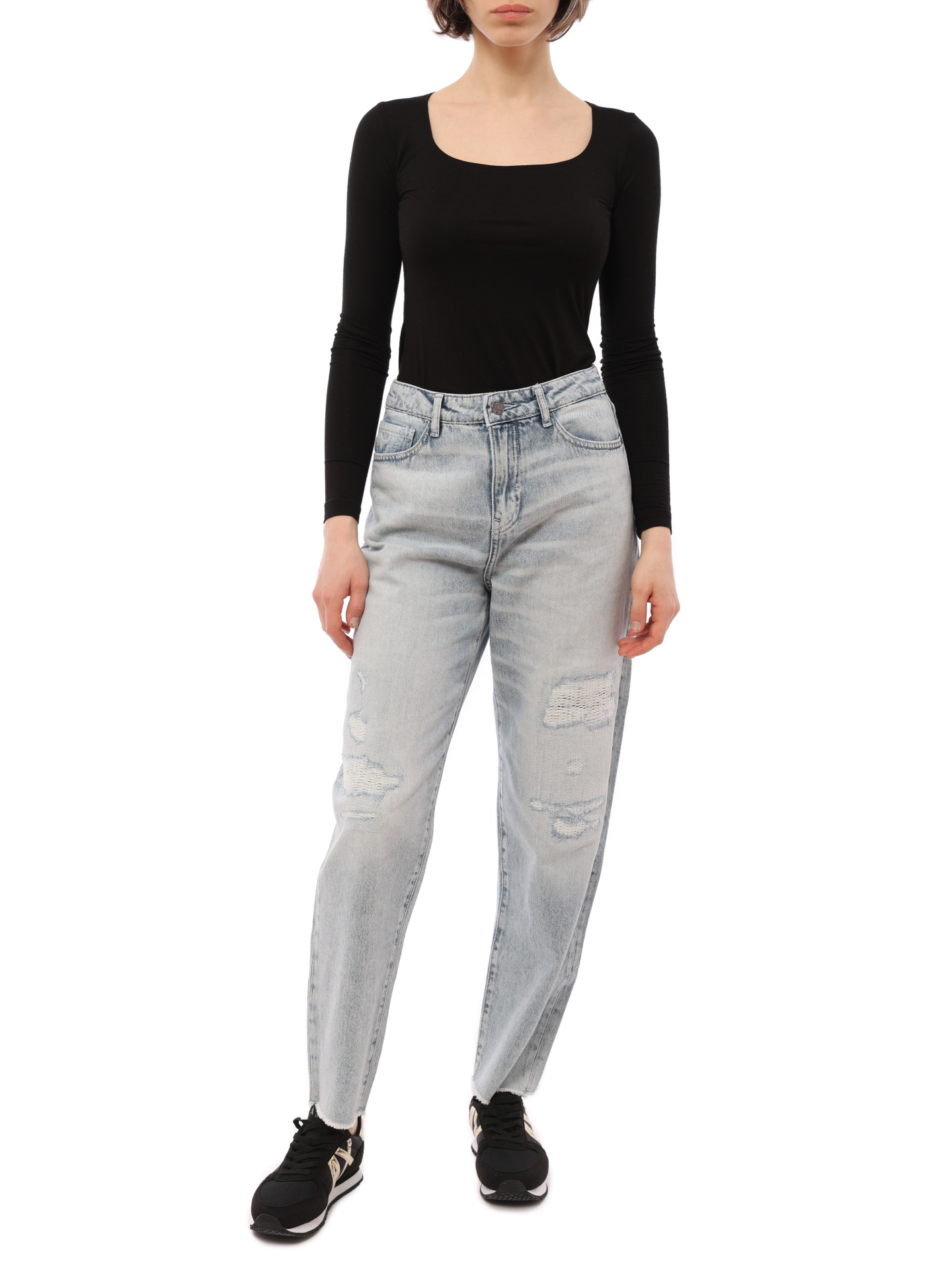 Джинсы Armani Exchange 3RYJ81 Y1NRZ 1500 голубые женские с потёртостями — купить в интернет-магазине Verdistore